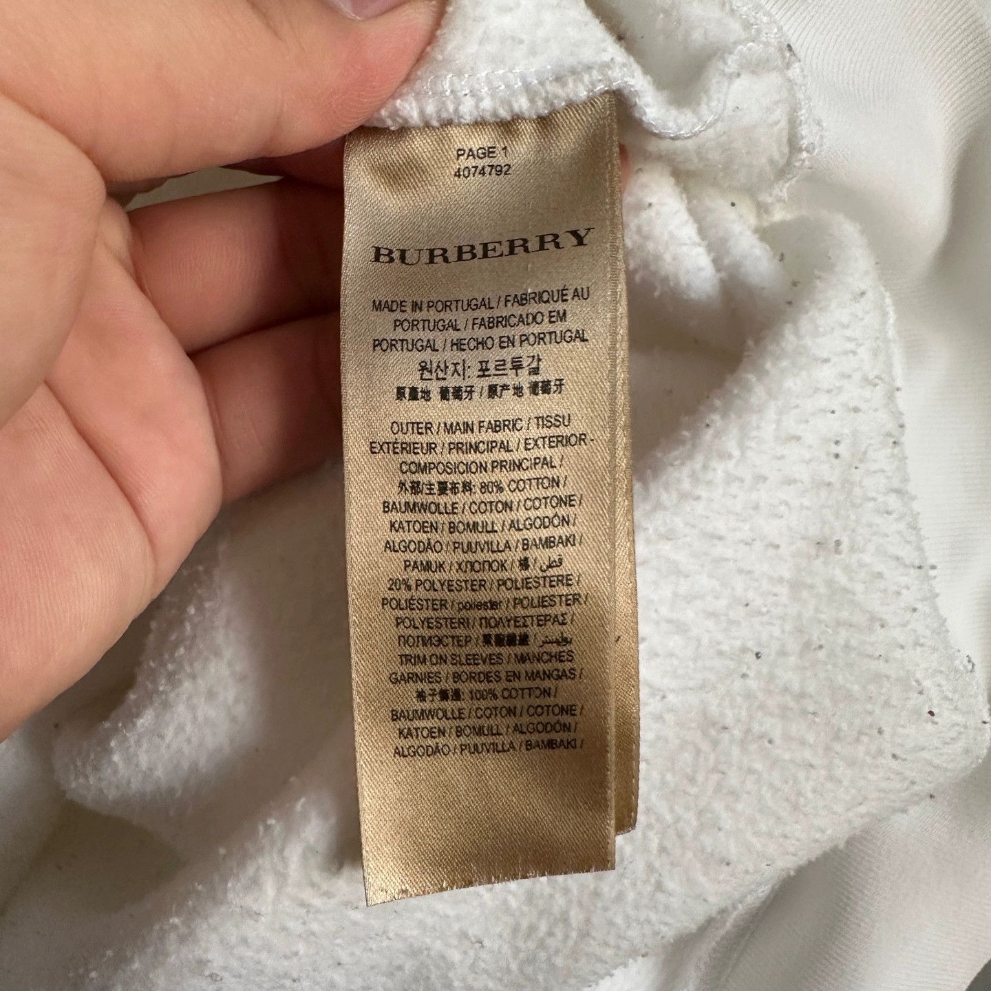 Burberry Burberry White Check Panel Sweatshirt S Size US S / EU 44-46 / 1 - 5 Thumbnail