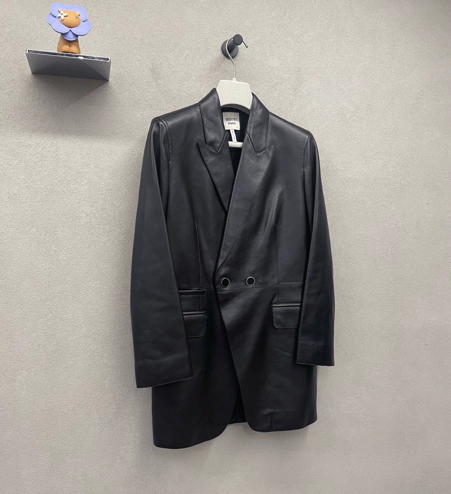 Hermes HERMES Black Leather Button Coat Size US S / EU 44-46 / 1 - 3 Thumbnail