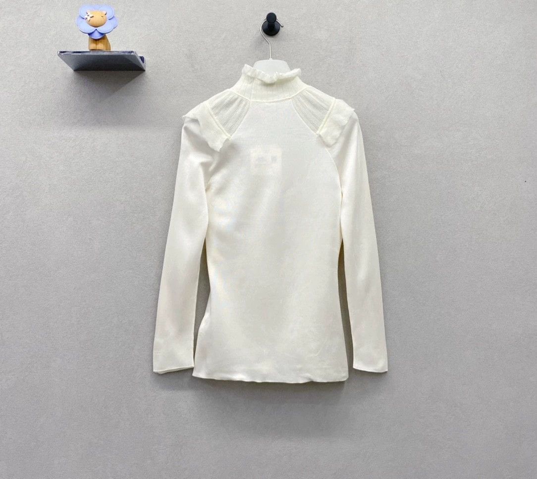Hermes Hermes Beige Ruffle Knit Top Size US S / EU 44-46 / 1 - 3 Thumbnail