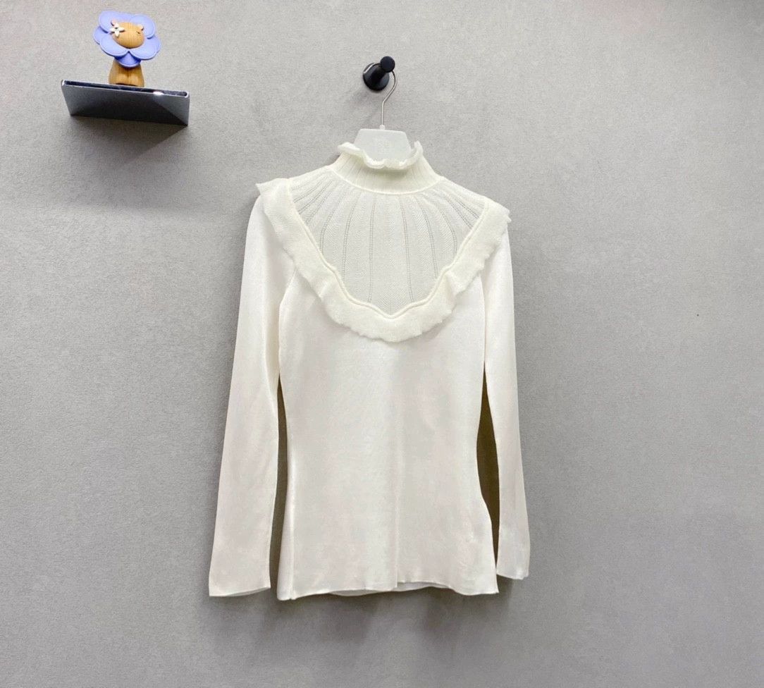 Hermes Hermes Beige Ruffle Knit Top Size US S / EU 44-46 / 1 - 4 Thumbnail