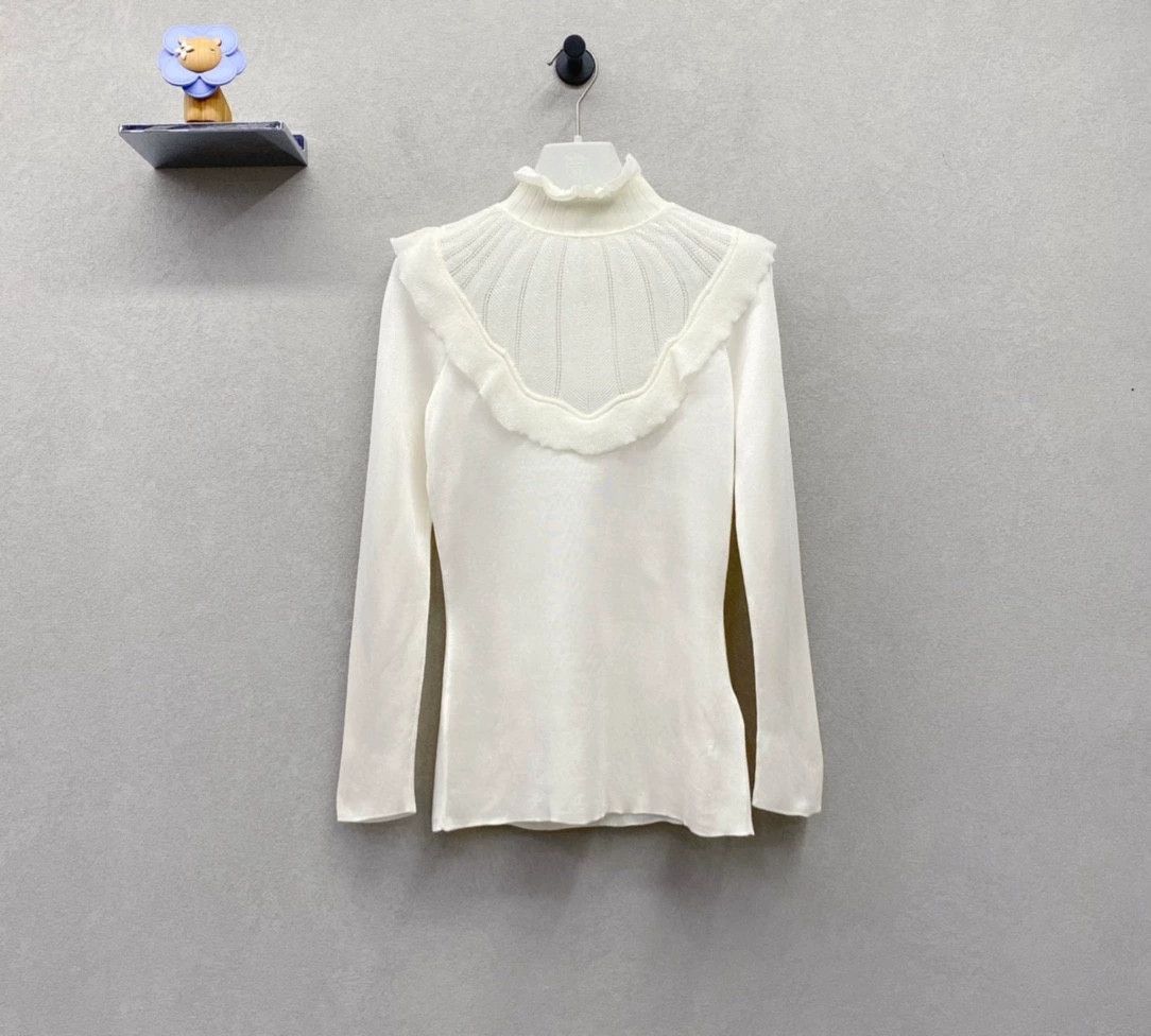 Hermes Hermes Beige Ruffle Knit Top Size US S / EU 44-46 / 1 - 2 Thumbnail