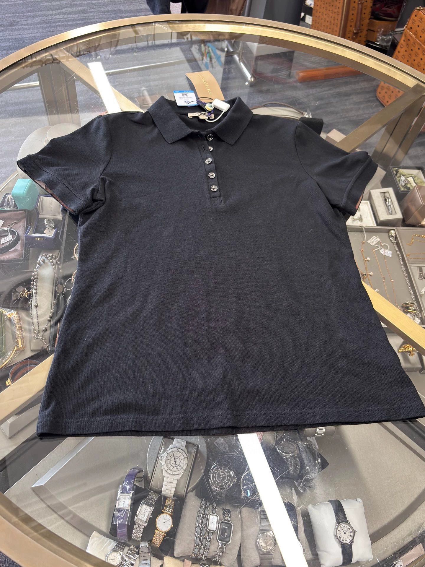 Burberry Women's Black Short Sleeve Polo