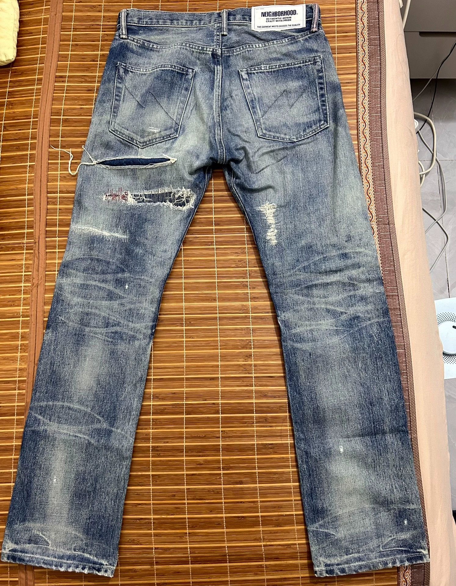 Neighborhood NEIGHBORHOOD 19AW Distressed Denim Jeans Size US 33 - 2 Thumbnail