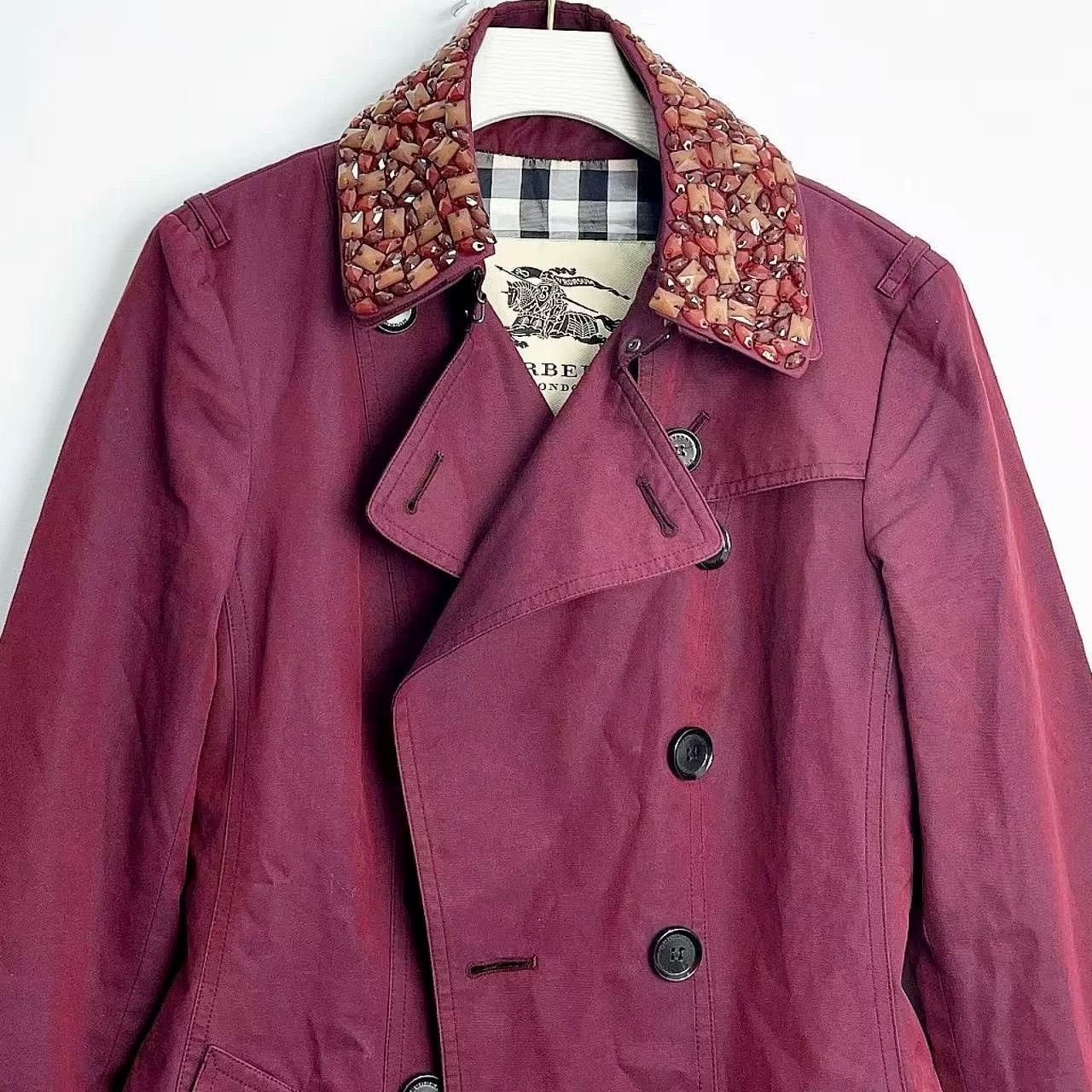 Burberry Burberry Limited Purple Diamond Collar Trench Coat Size US L / EU 52-54 / 3 - 3 Thumbnail
