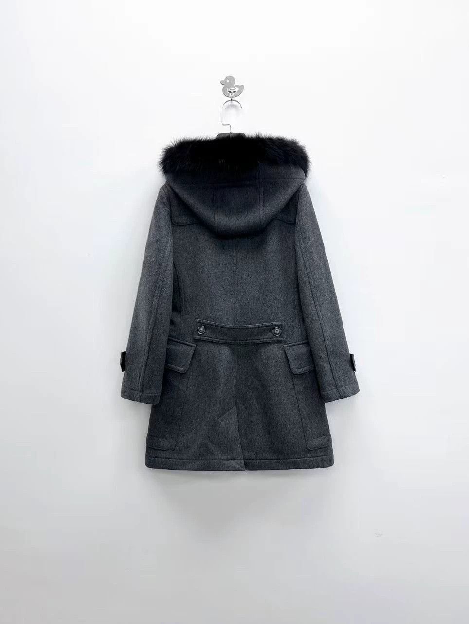 Burberry Burberry Gray Wool Coat with Fur Collar Size US XS / EU 42 / 0 - 2 Thumbnail