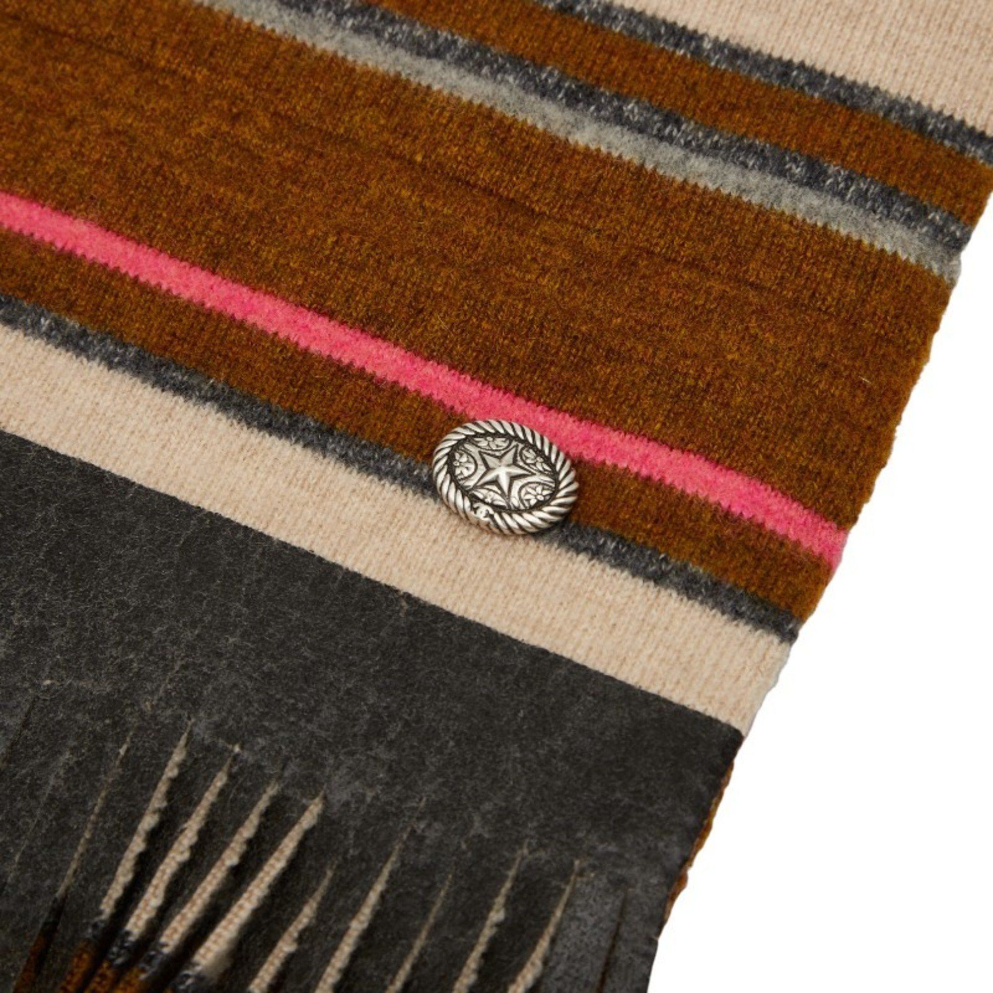 Chanel Chanel Striped Scarf, Beige, Multicolor, Cashmere, Women's, CHANEL Size ONE SIZE - 3 Thumbnail