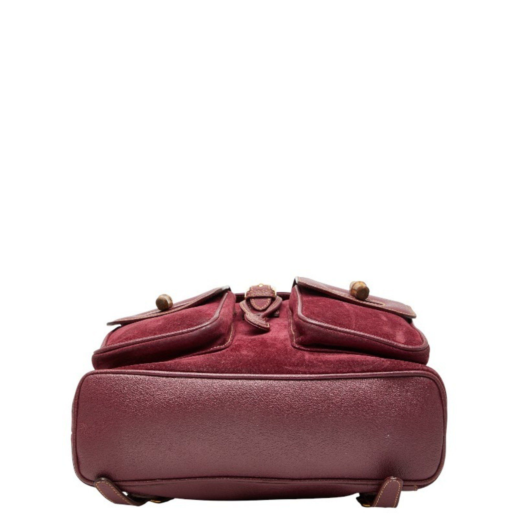 Gucci Gucci Bamboo Backpack 003 2058 0016 Purple Suede Women's GUCCI Size ONE SIZE - 3 Thumbnail