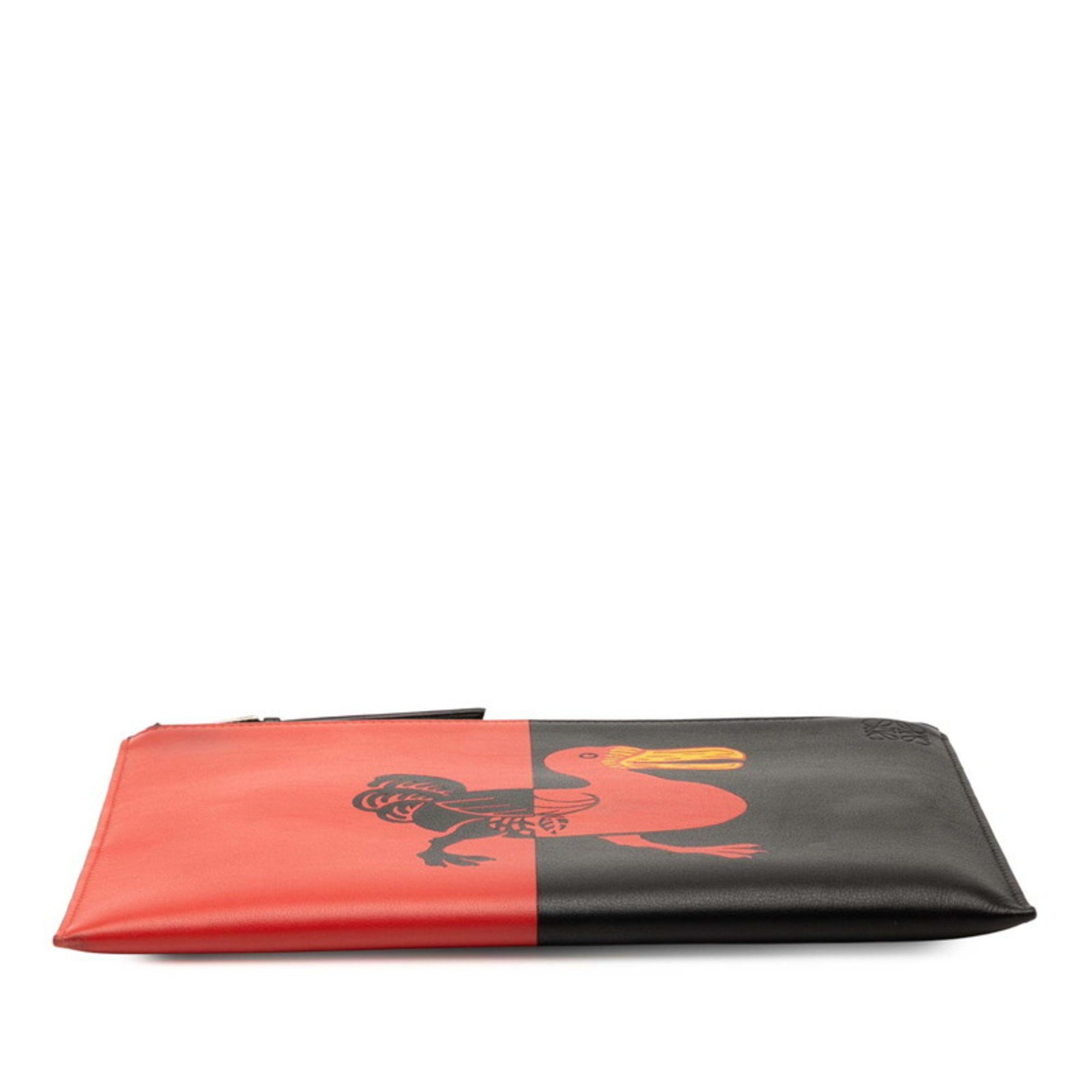 Loewe LOEWE Anagram Two-Tone Clutch Bag/Second Bag in Black and Red Leather for Women Size ONE SIZE - 3 Thumbnail