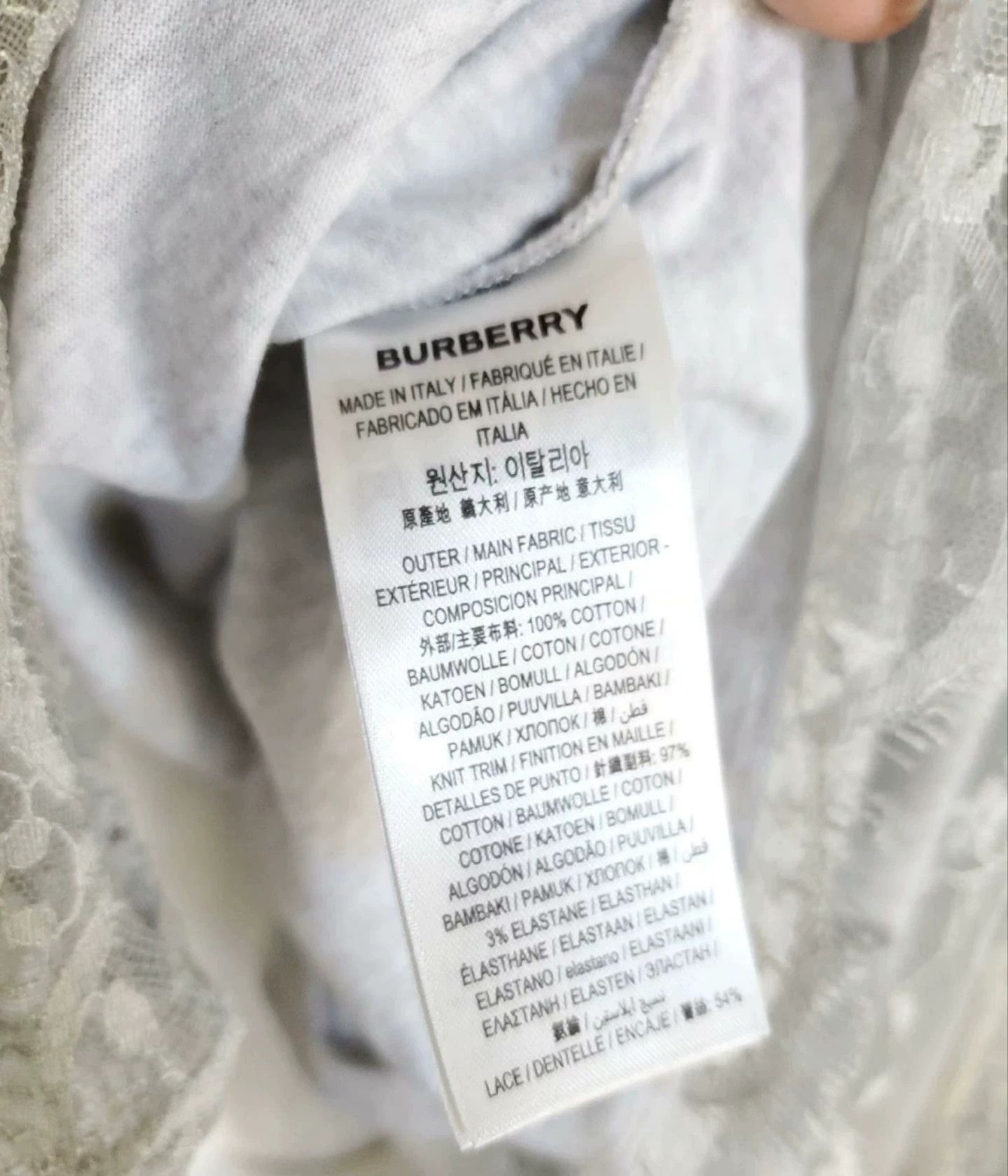Burberry Burberry Gray Lace Trim T-shirt Size US M / EU 48-50 / 2 - 6 Thumbnail