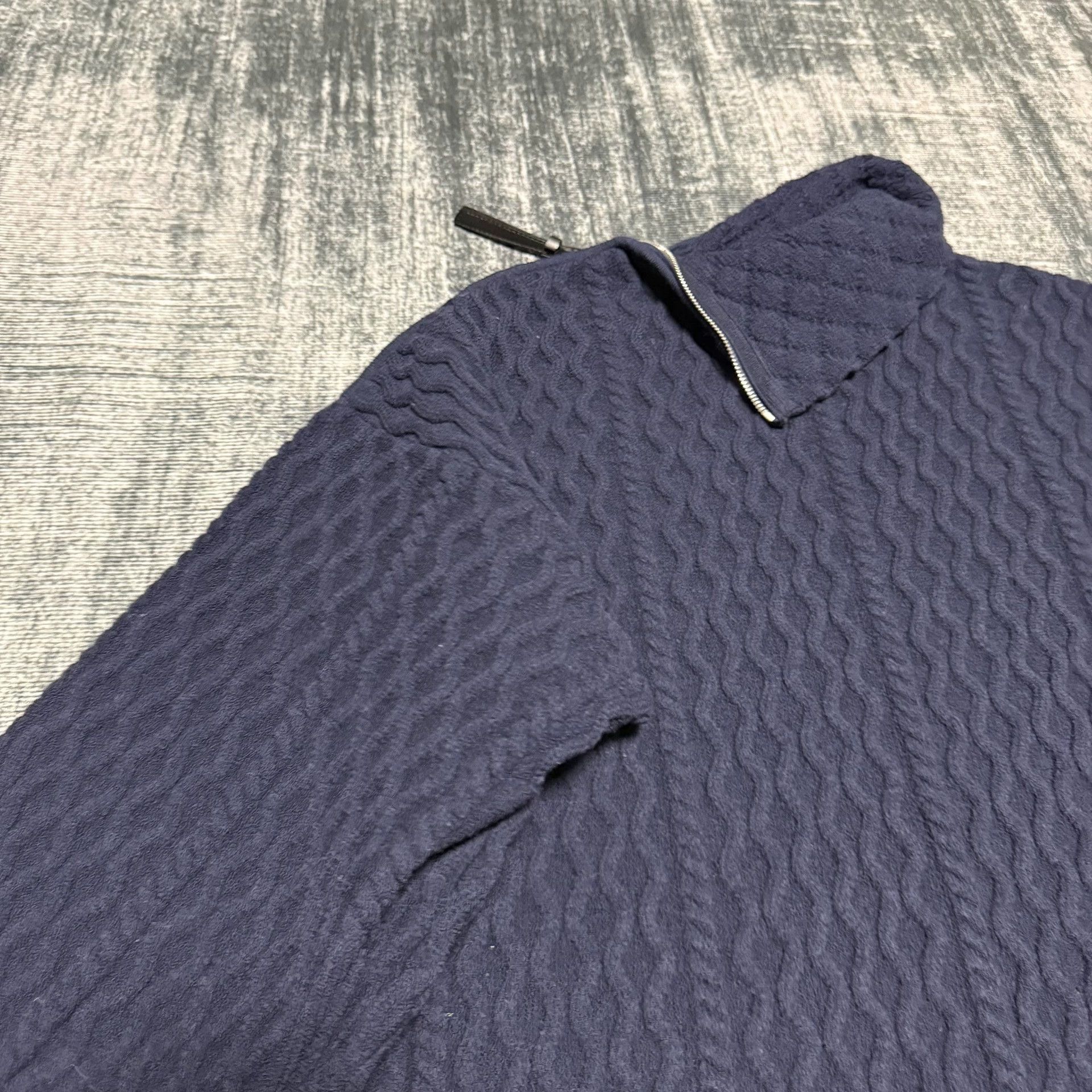 Loewe Loewe Navy Ribbed Zip Sweater Size US M / EU 48-50 / 2 - 2 Thumbnail