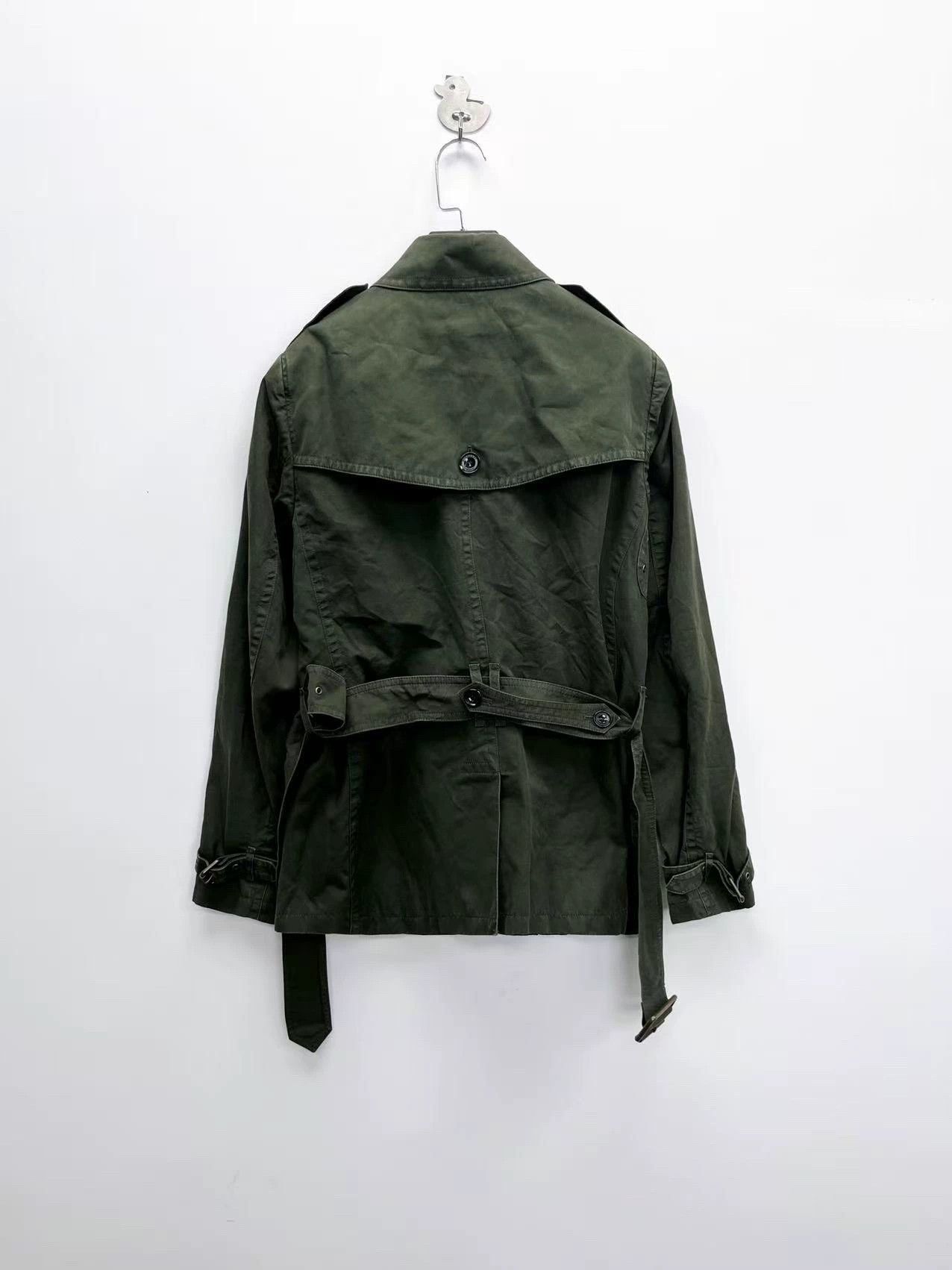 Burberry Burberry Green Double-Breasted Short Trench Coat Size US XL / EU 56 / 4 - 2 Thumbnail