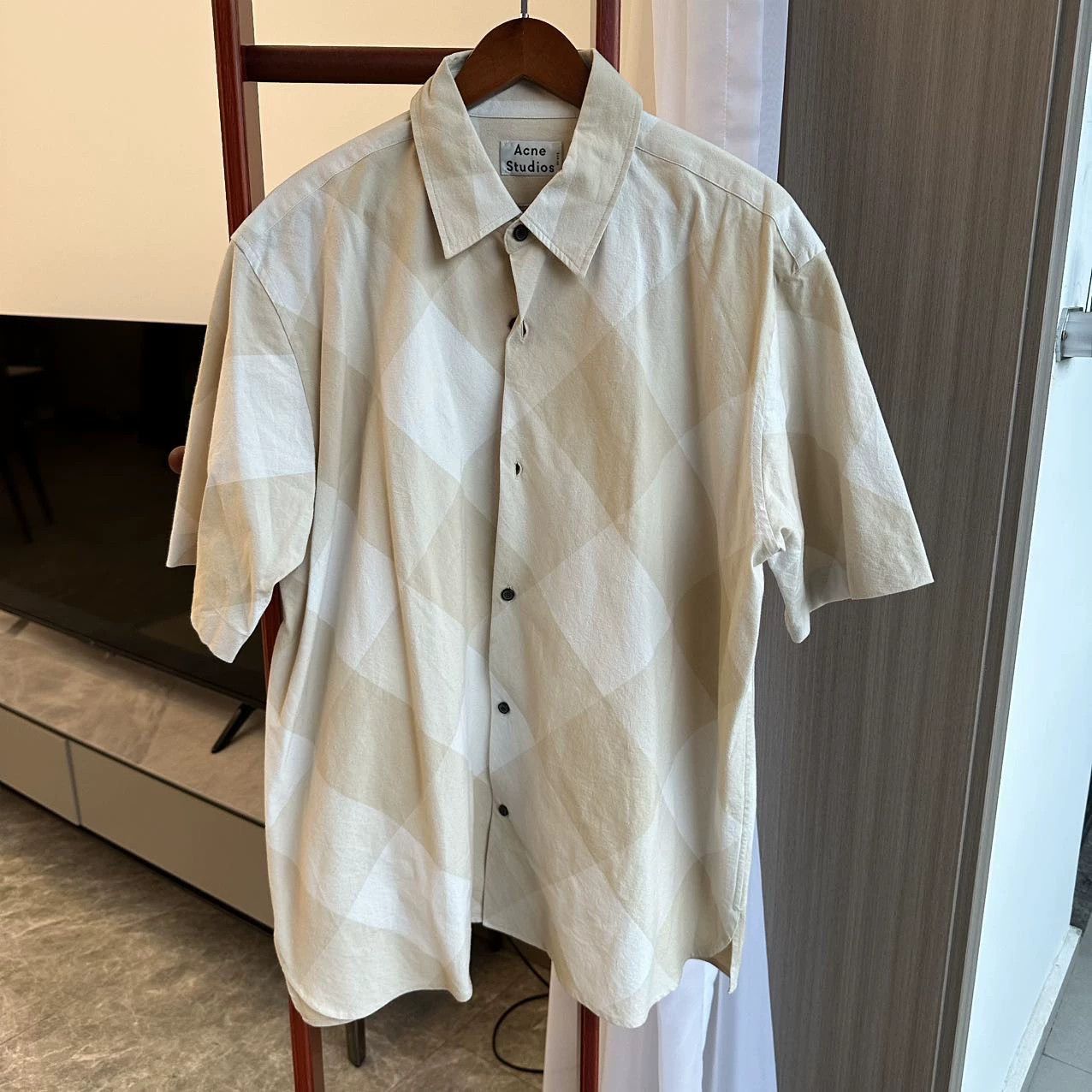 Acne Studios Acne Studios Beige Plaid Shirt Size US XL / EU 56 / 4 - 2 Thumbnail