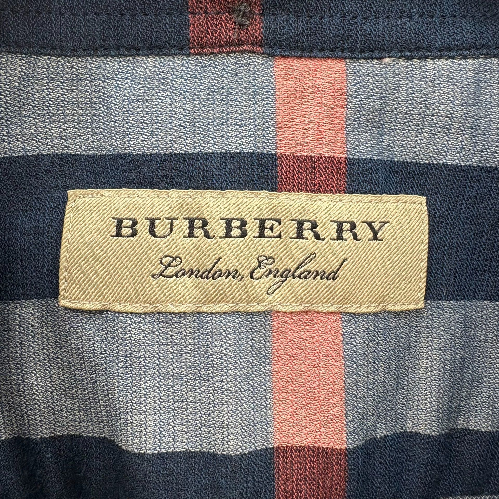 Burberry Burberry Blue Striped Short Sleeve Shirt Size US S / EU 44-46 / 1 - 3 Thumbnail