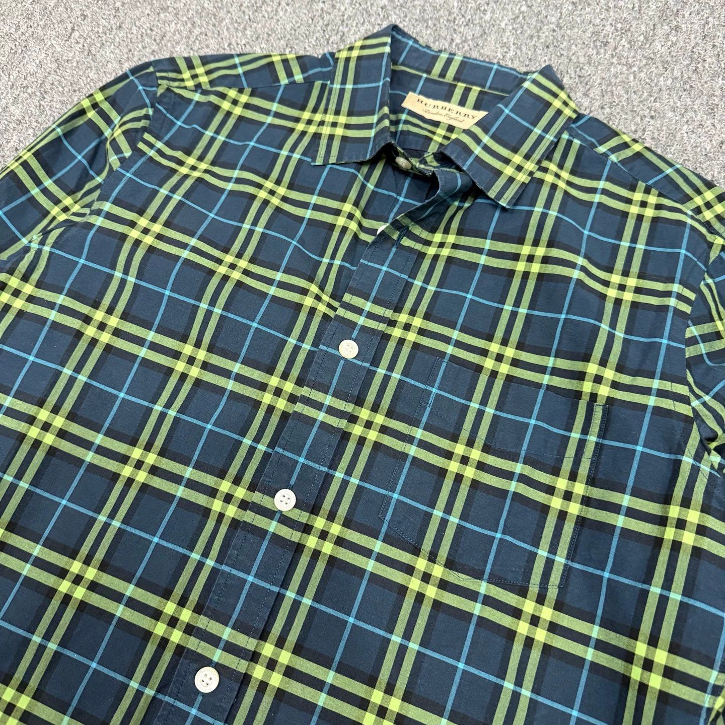 Burberry Green Plaid Long Sleeve Shirt