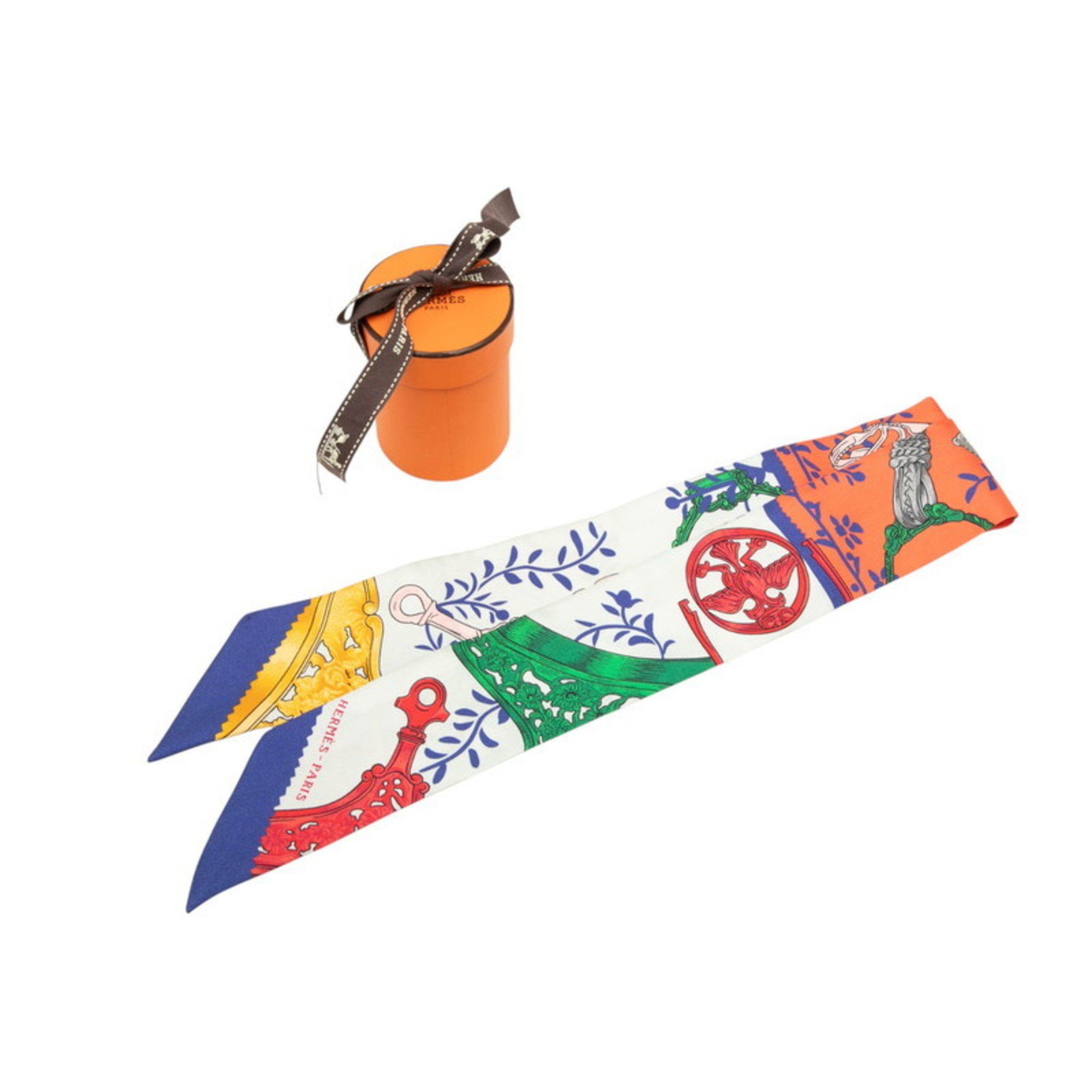 Hermes Hermes Hermès Twilly Etriers Remix Stirrup Scarf, Multicolor Silk, Women's Size ONE SIZE - 6 Thumbnail