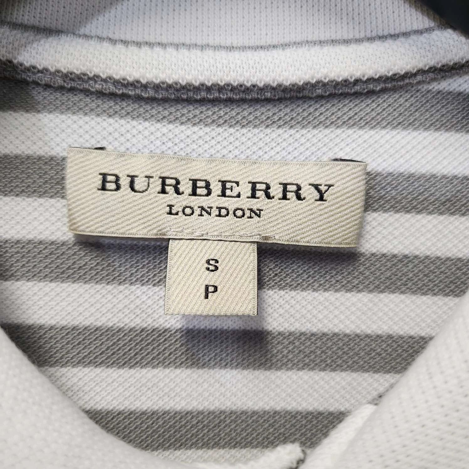 Burberry Gray Stripe Polo Shirt S