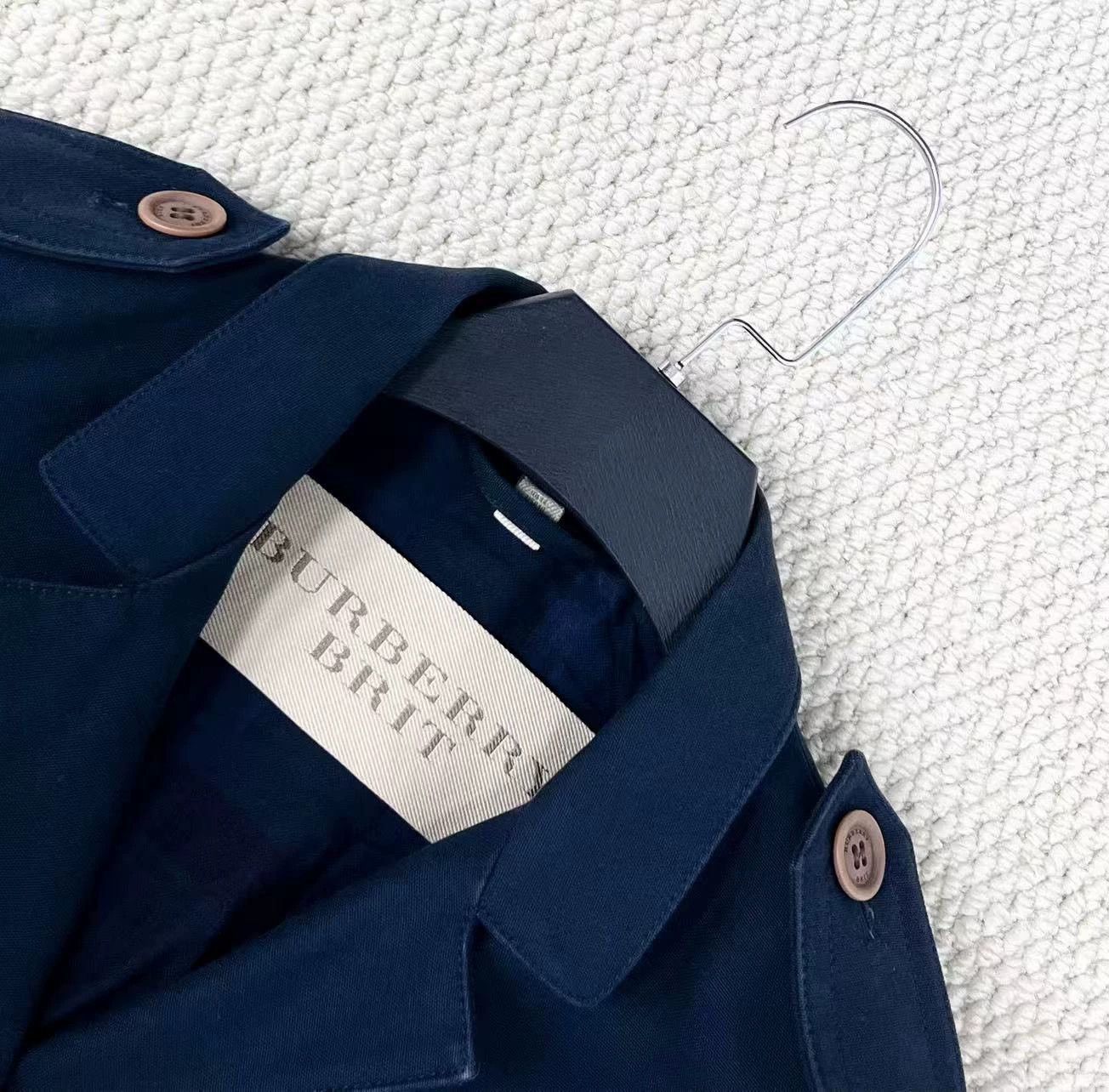 Burberry Burberry Blue Polka Dot Collar Trench Coat Size US L / EU 52-54 / 3 - 3 Thumbnail