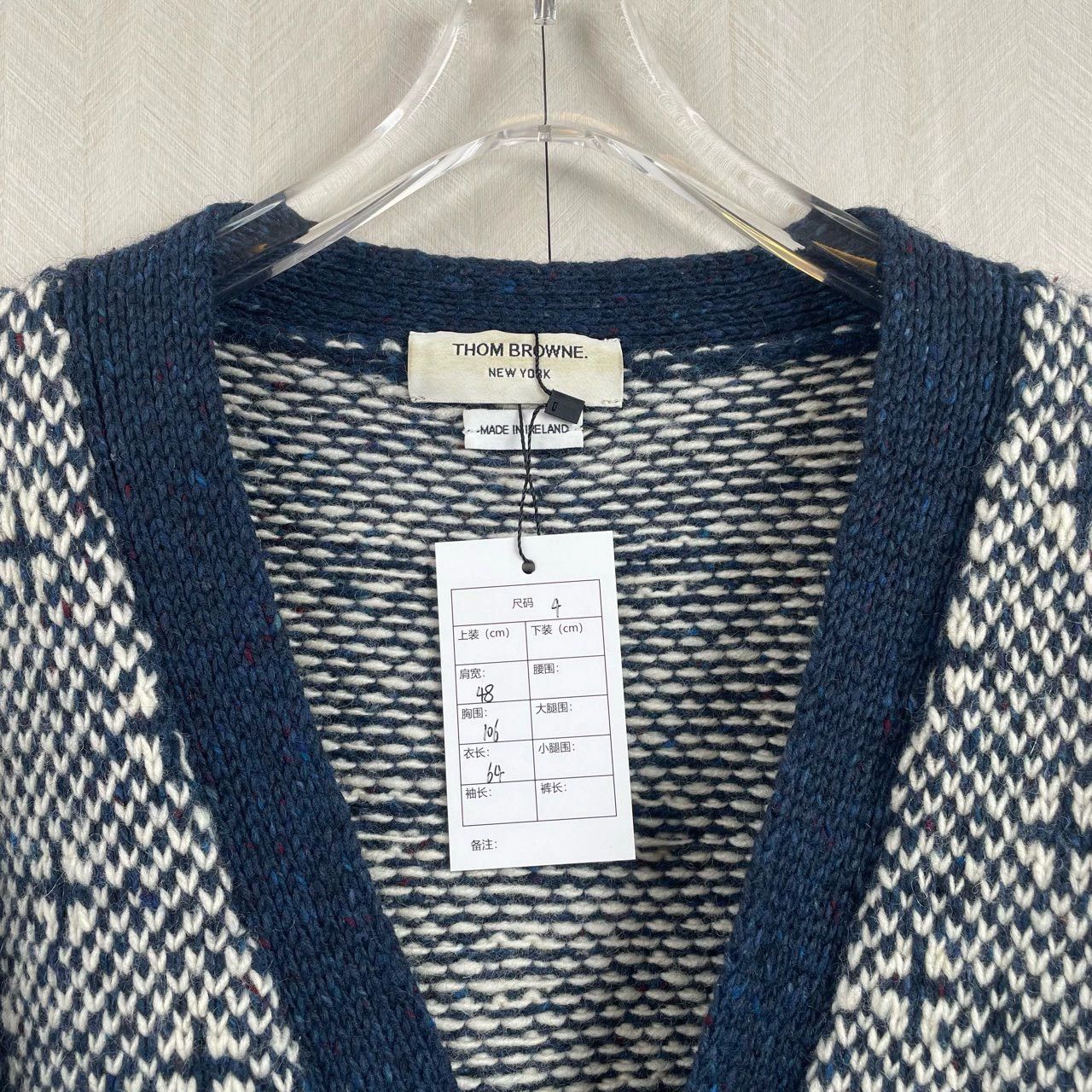 Thom Browne ThomBrowne White Navy Pattern Cardigan Size US XS / EU 42 / 0 - 2 Thumbnail