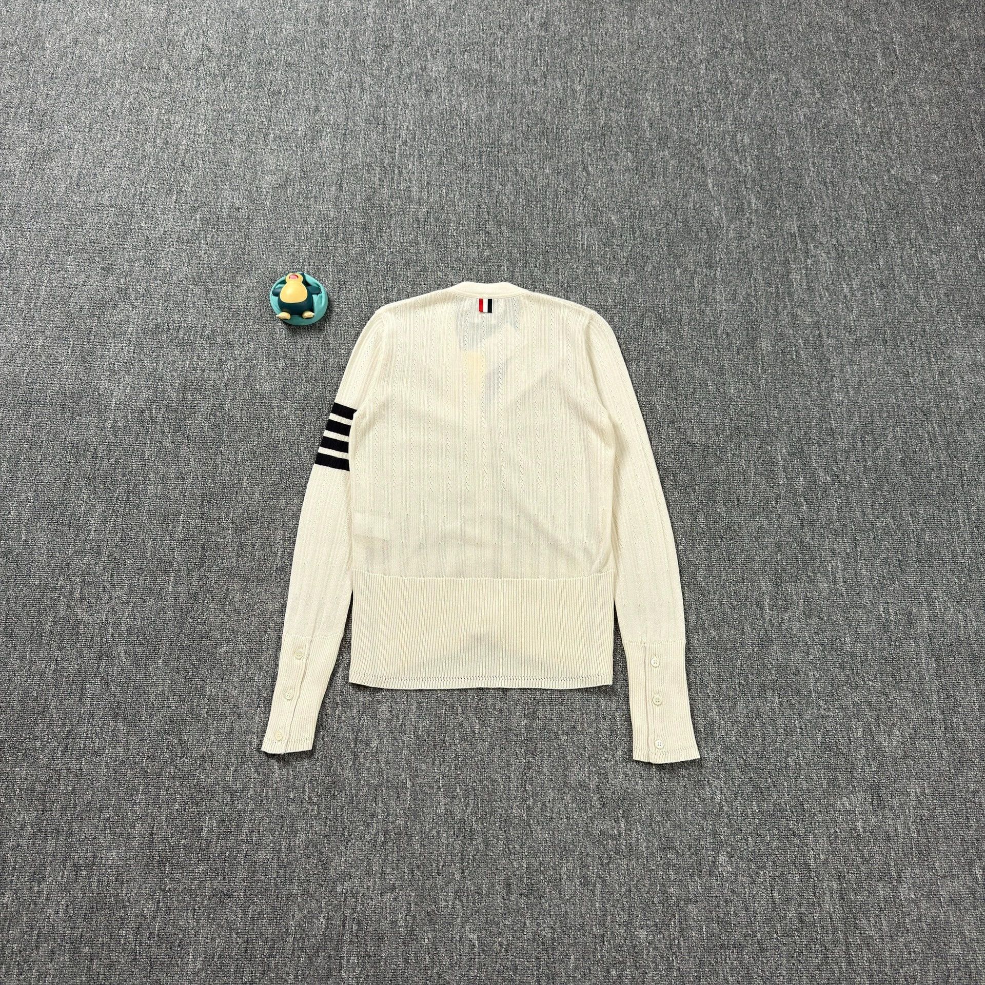 Thom Browne Thom Browne White Stripe Knit Cardigan Size US M / EU 48-50 / 2 - 2 Thumbnail
