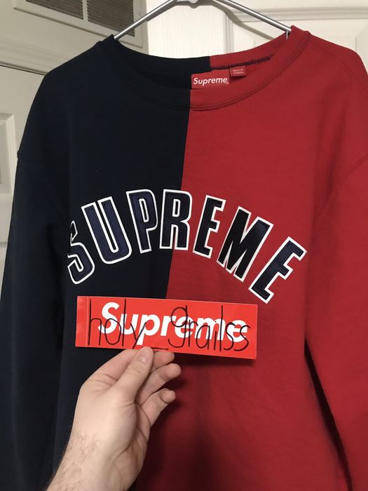 Supreme Supreme Split Crewneck Sweatshirt Navy arc | Grailed