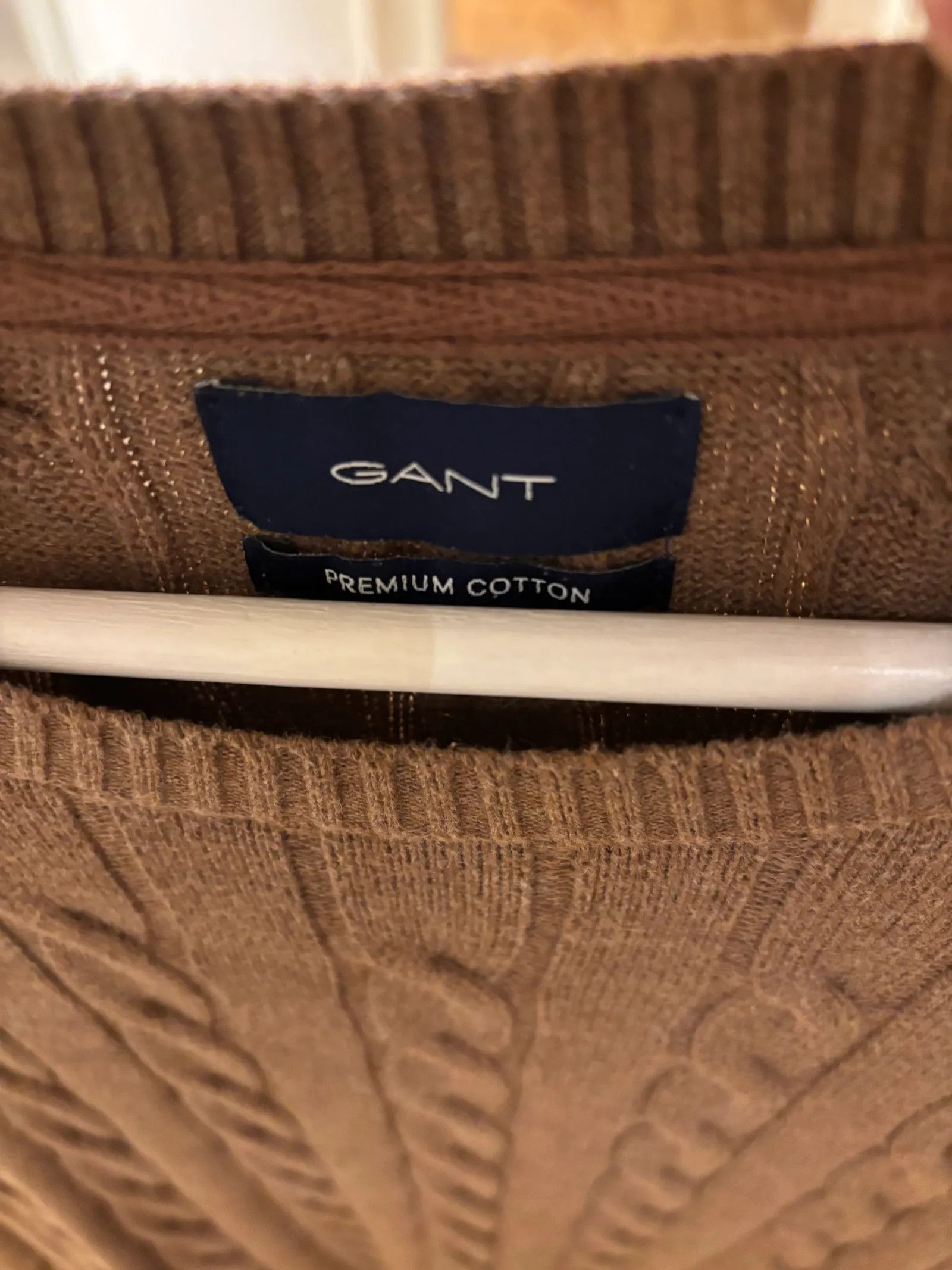 Gant Gant Kabelstickad bomullströja med rund hals Cardigan Size US S / EU 44-46 / 1 - 2 Thumbnail