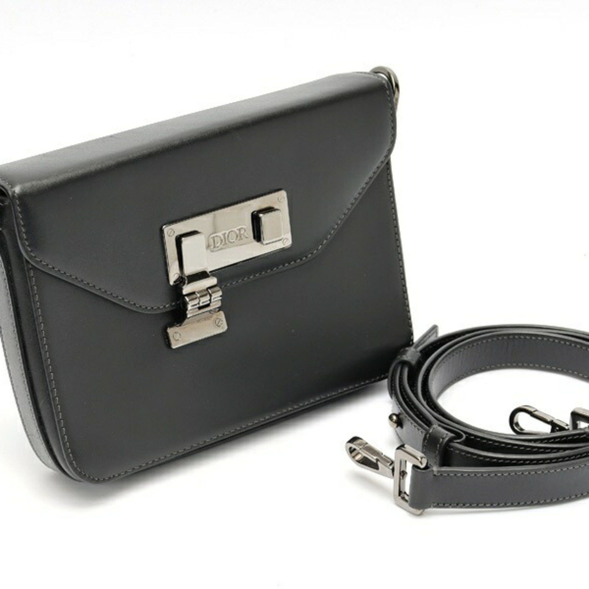 Dior Christian Dior Dior DIOR Rock Shoulder Bag Pouch Smooth Leather Black S-159383 Size ONE SIZE - 9 Thumbnail