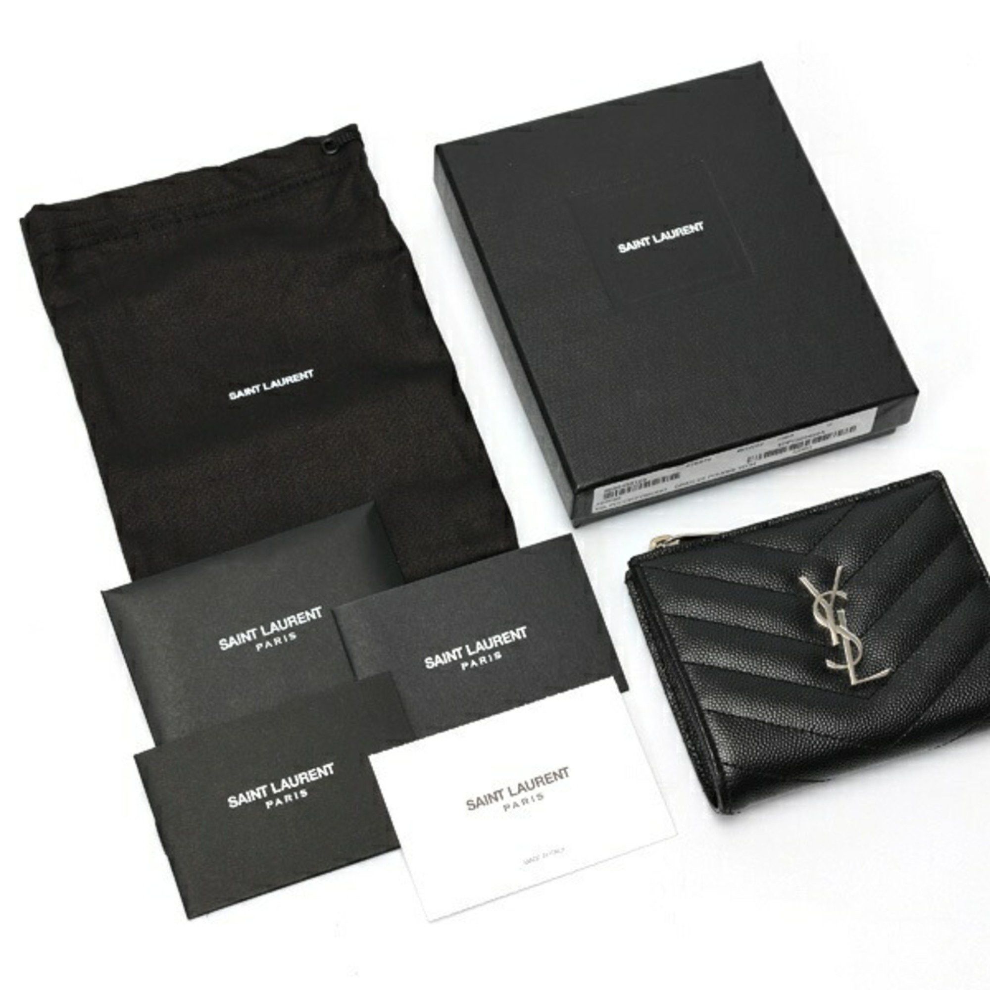 Saint Laurent Paris Saint Laurent Monogram Bifold Wallet 575879 Grain de Poudre Embossed Leather Black T-159337 Size ONE SIZE - 8 Thumbnail