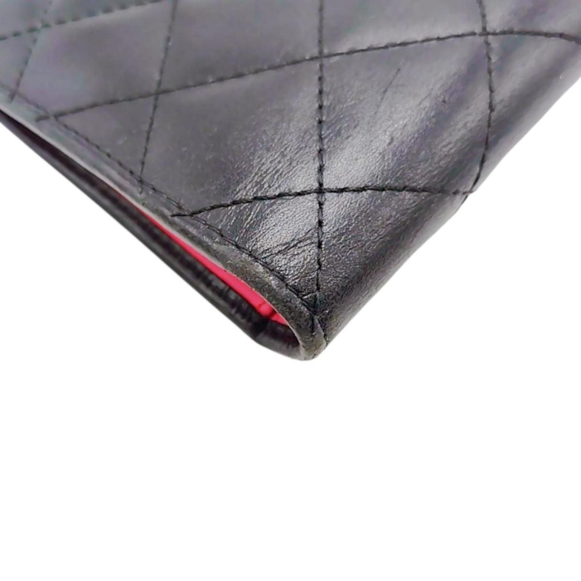 Chanel CHANEL Cambon Bifold Long Wallet in Calfskin Leather, Black/Pink, A26717 Size ONE SIZE - 8 Thumbnail