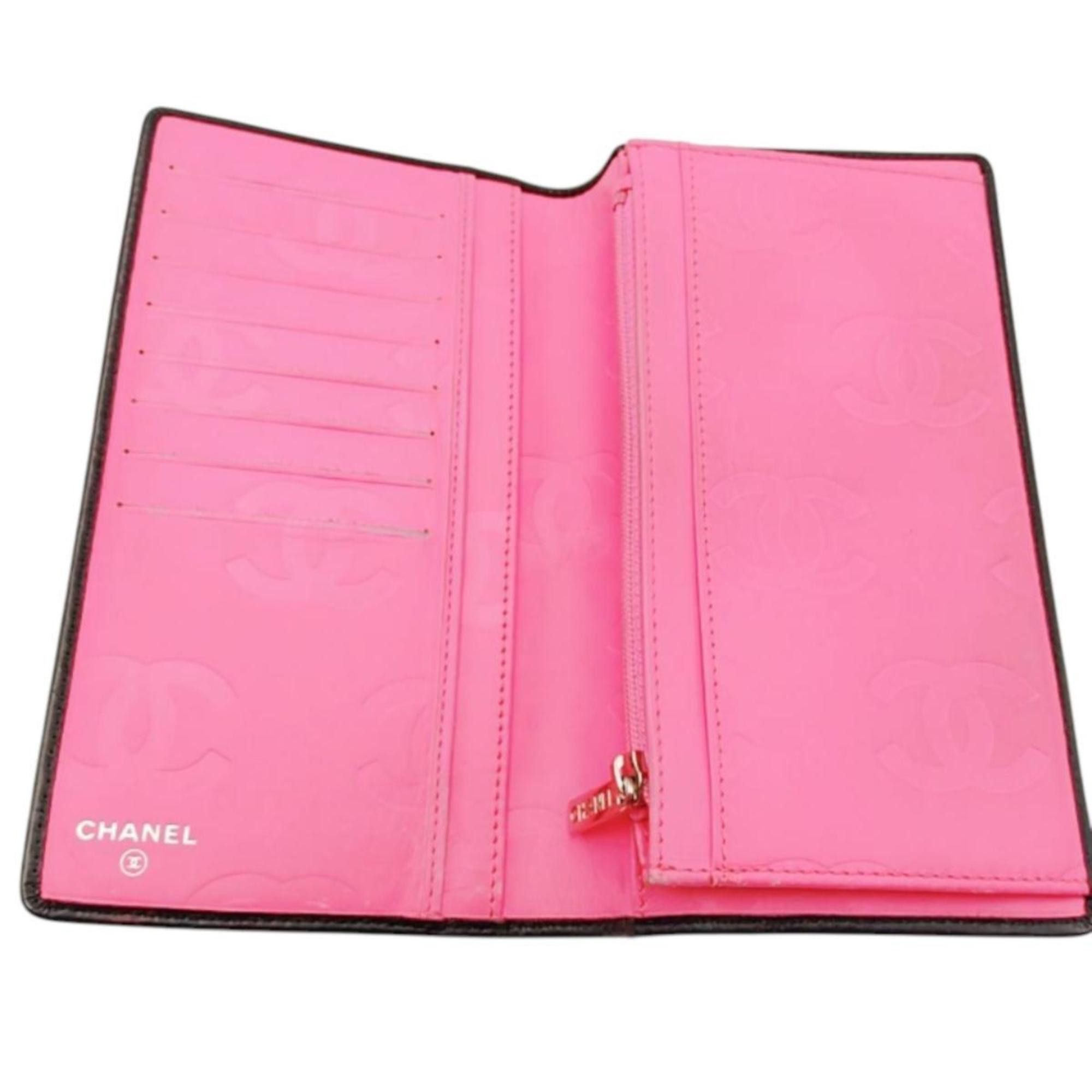 Chanel CHANEL Cambon Bifold Long Wallet in Calfskin Leather, Black/Pink, A26717 Size ONE SIZE - 12 Thumbnail
