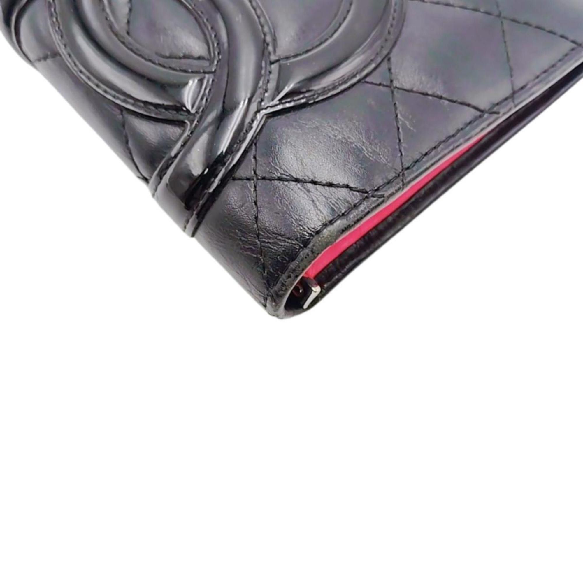 Chanel CHANEL Cambon Bifold Long Wallet in Calfskin Leather, Black/Pink, A26717 Size ONE SIZE - 9 Thumbnail