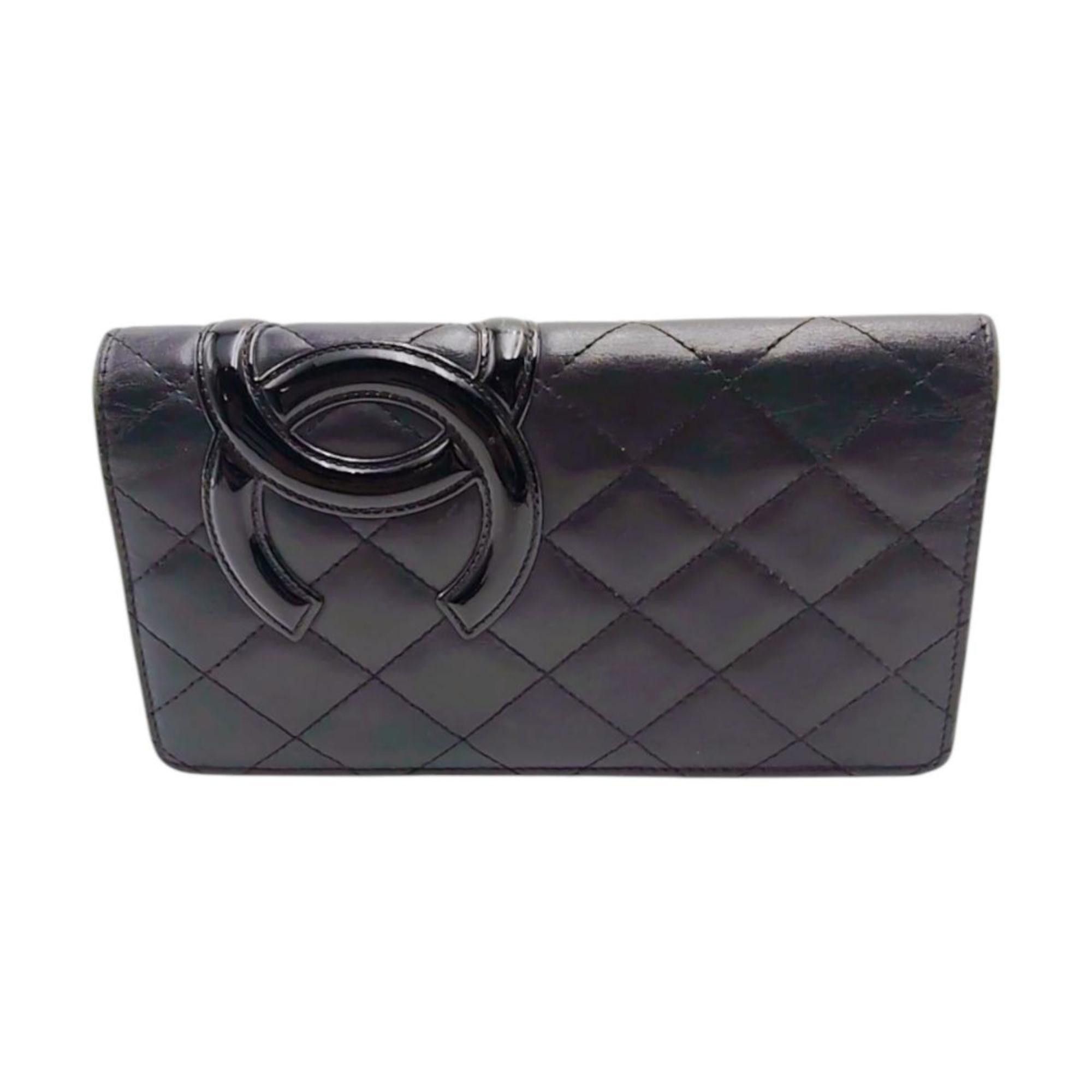 Chanel CHANEL Cambon Bifold Long Wallet in Calfskin Leather, Black/Pink, A26717 Size ONE SIZE - 2 Thumbnail