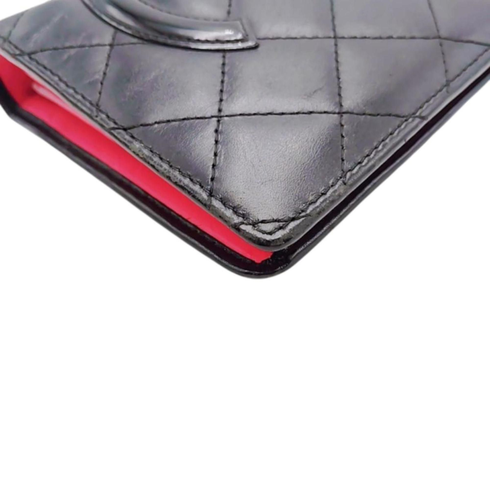 Chanel CHANEL Cambon Bifold Long Wallet in Calfskin Leather, Black/Pink, A26717 Size ONE SIZE - 10 Thumbnail