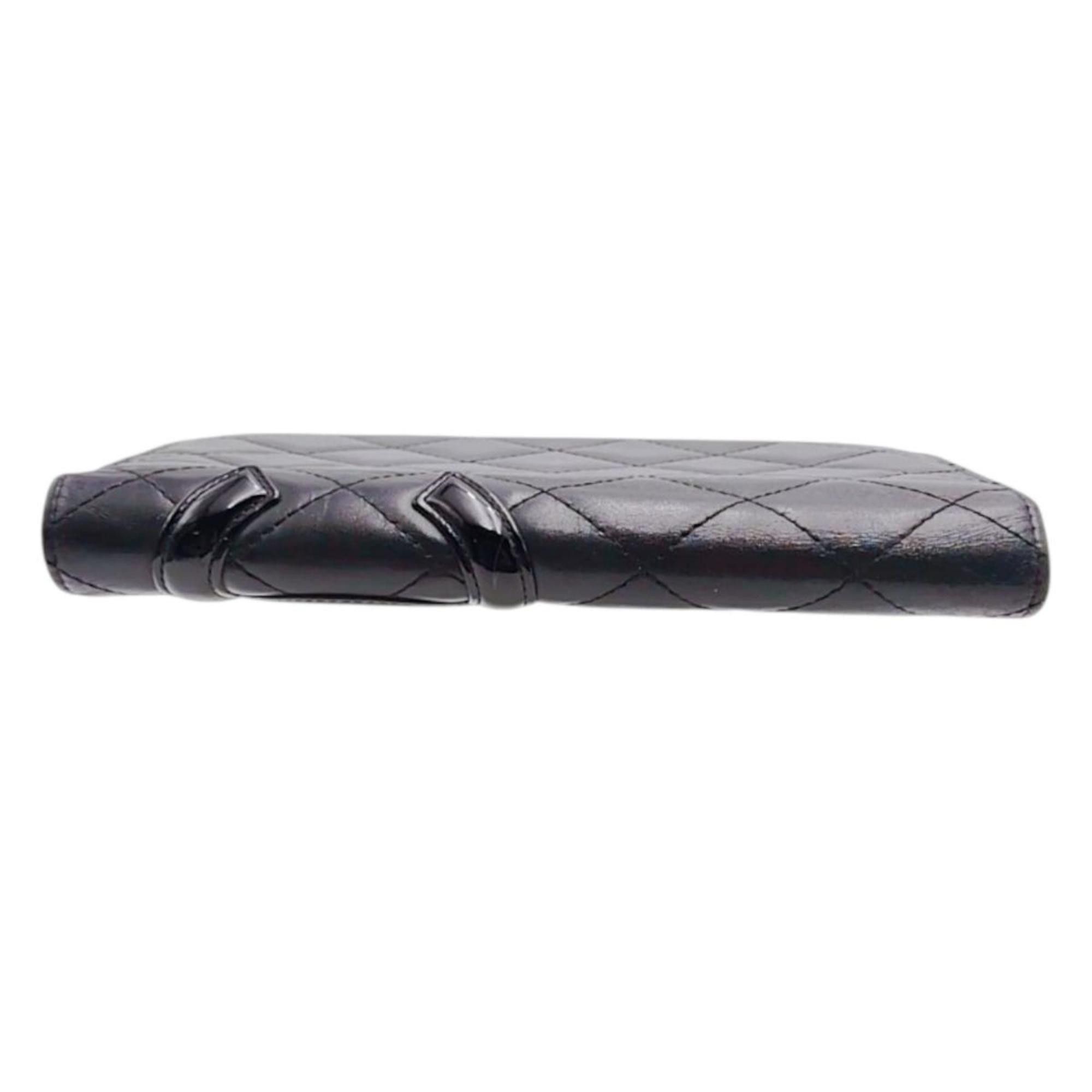 Chanel CHANEL Cambon Bifold Long Wallet in Calfskin Leather, Black/Pink, A26717 Size ONE SIZE - 6 Thumbnail