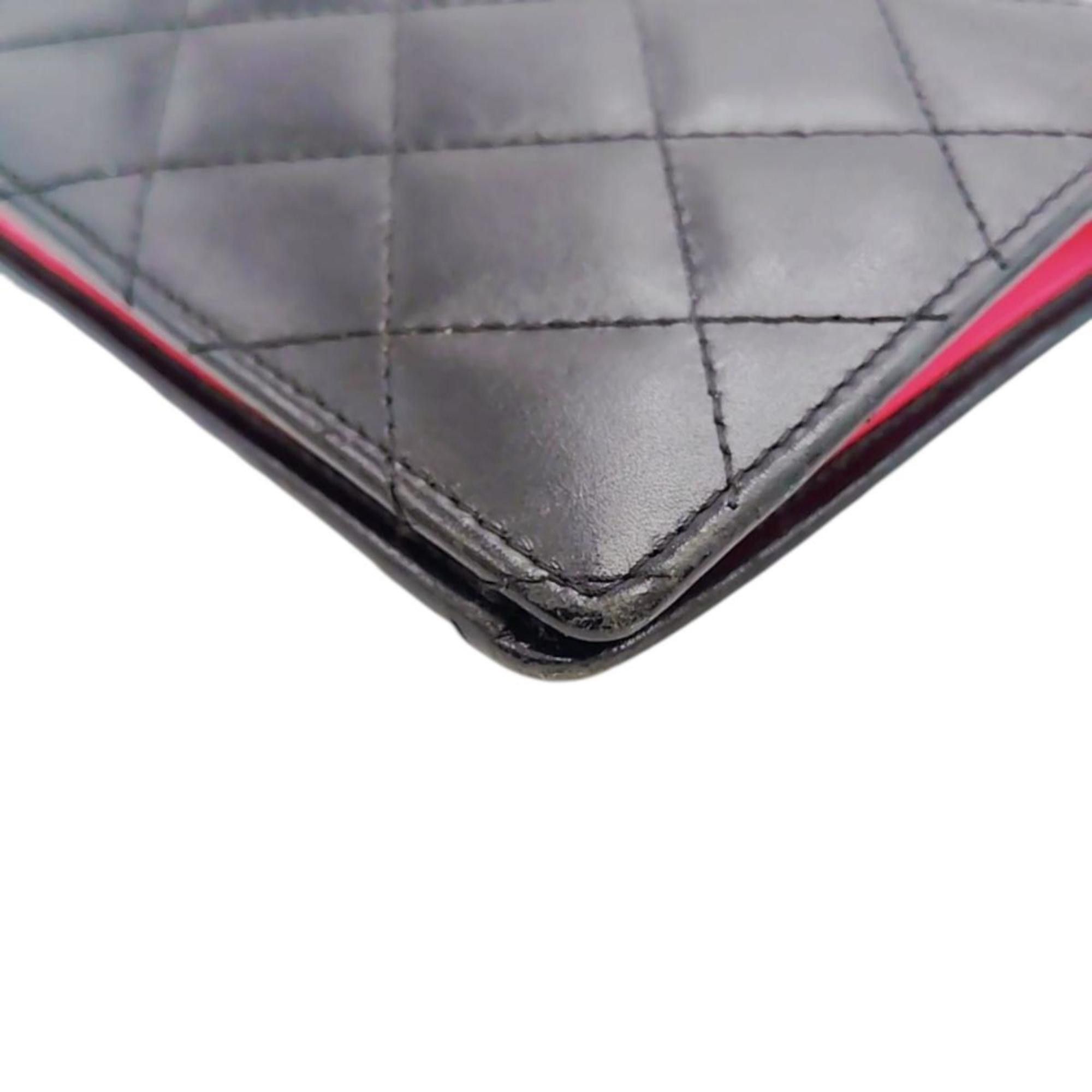 Chanel CHANEL Cambon Bifold Long Wallet in Calfskin Leather, Black/Pink, A26717 Size ONE SIZE - 11 Thumbnail