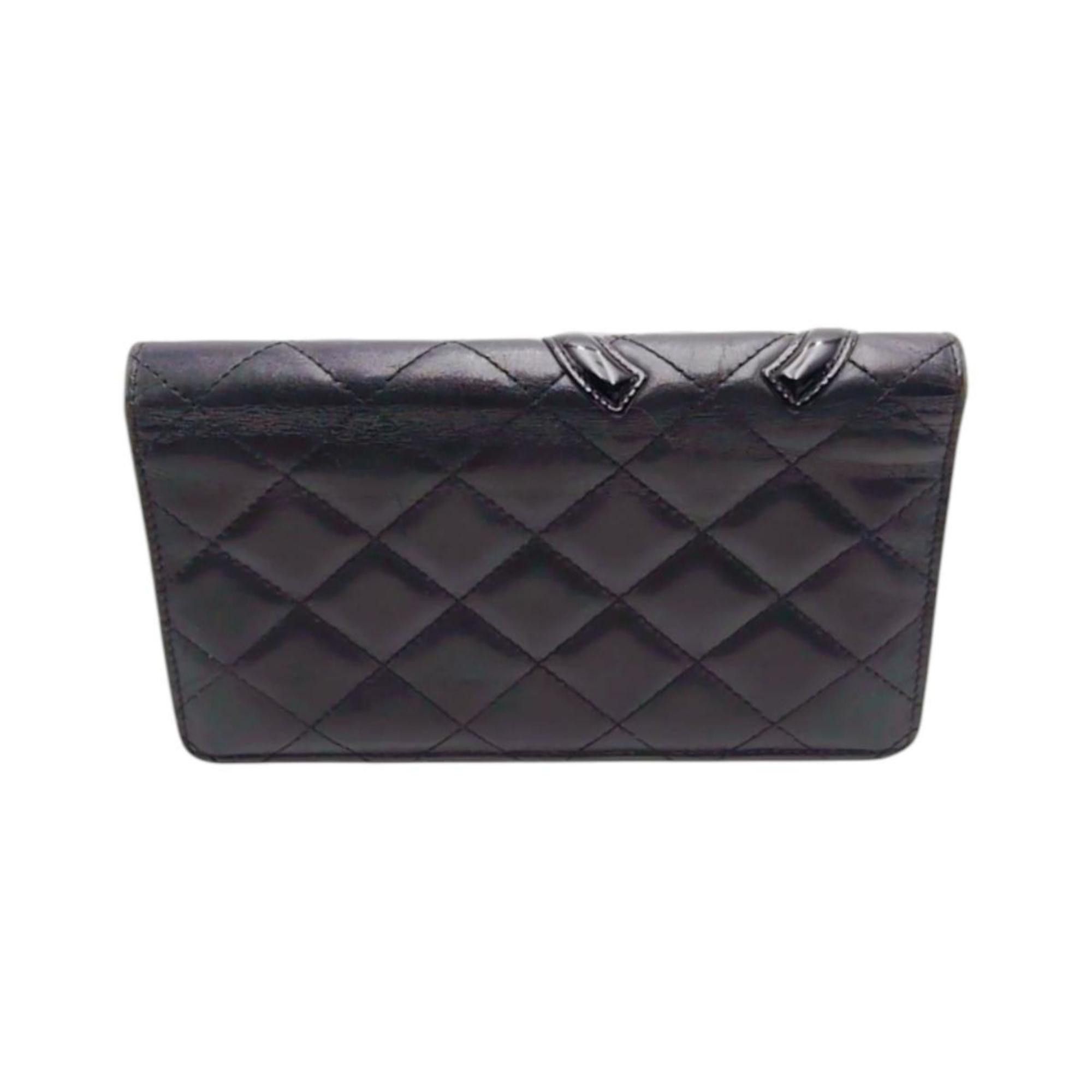 Chanel CHANEL Cambon Bifold Long Wallet in Calfskin Leather, Black/Pink, A26717 Size ONE SIZE - 3 Thumbnail