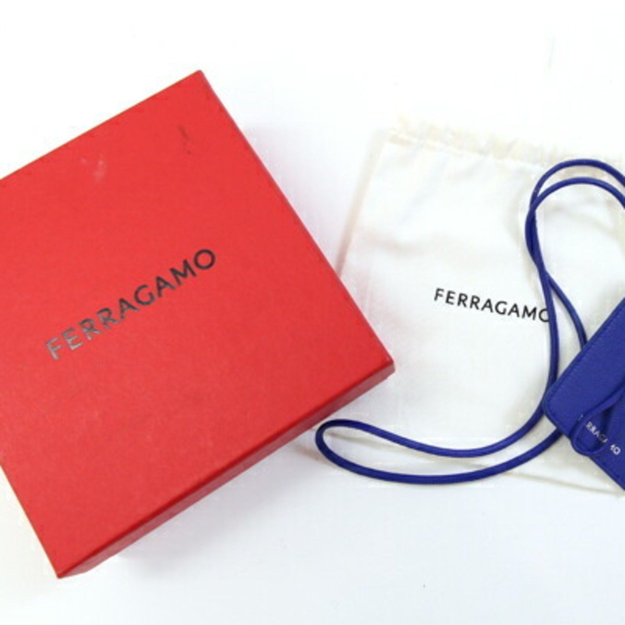 Salvatore Ferragamo Salvatore Ferragamo neck pouch, blue leather pouch with strap, all leather, women's Size ONE SIZE - 9 Thumbnail