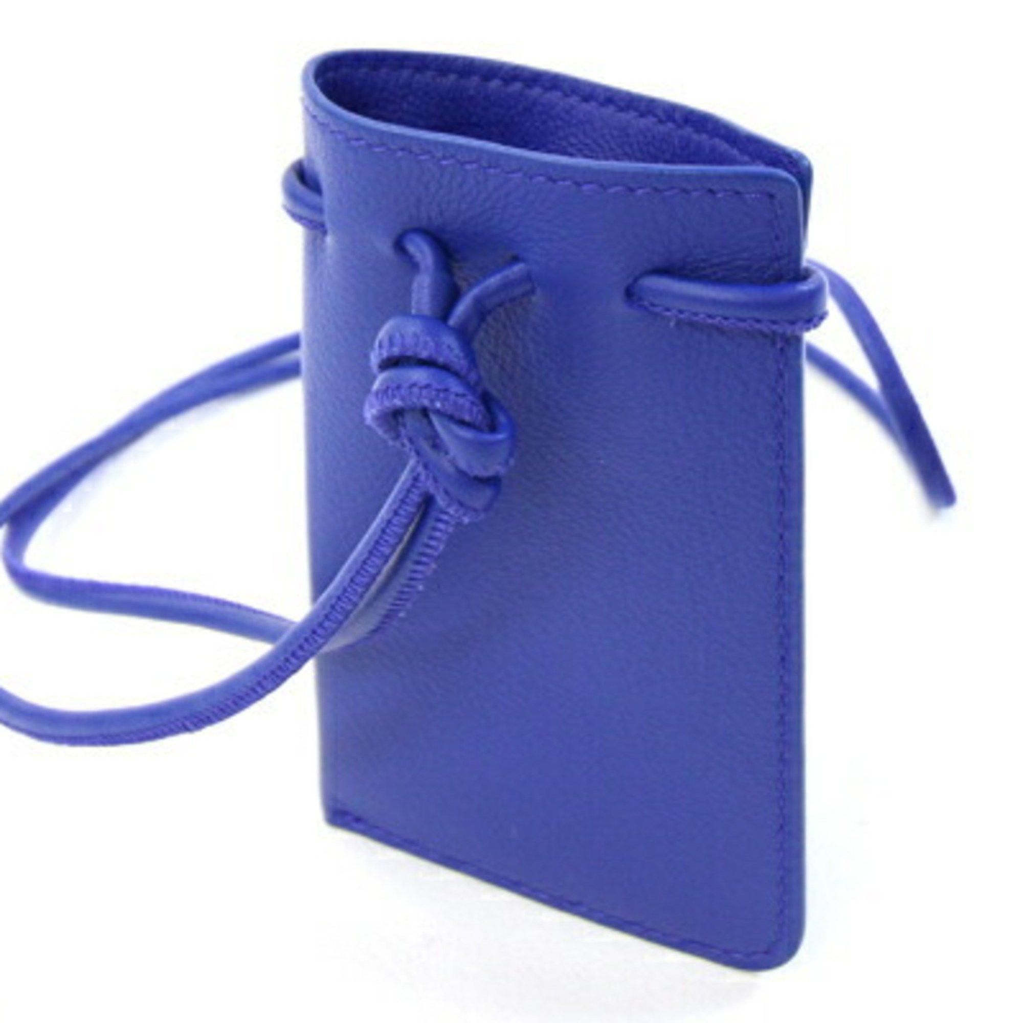 Salvatore Ferragamo Salvatore Ferragamo neck pouch, blue leather pouch with strap, all leather, women's Size ONE SIZE - 2 Thumbnail