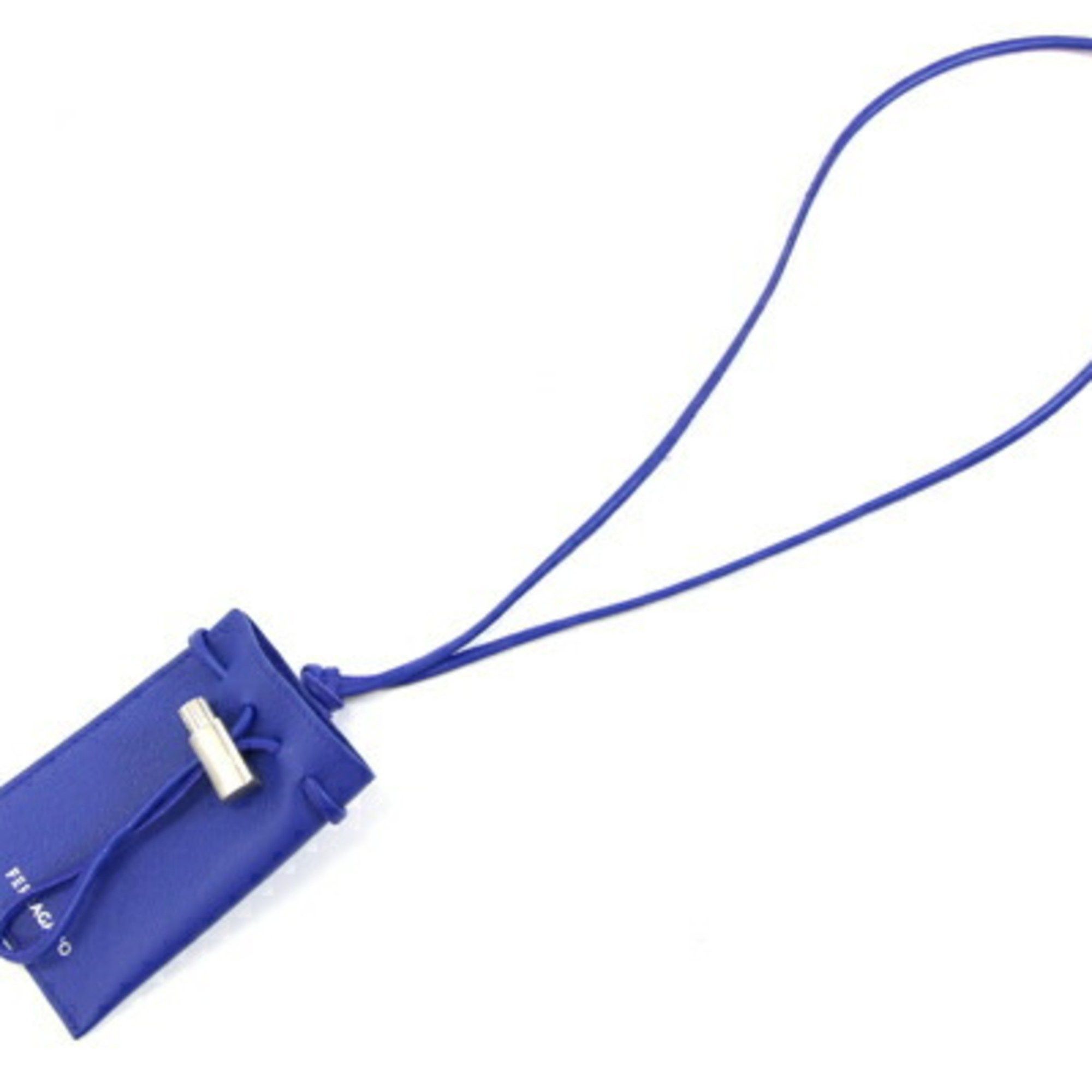 Salvatore Ferragamo Salvatore Ferragamo neck pouch, blue leather pouch with strap, all leather, women's Size ONE SIZE - 3 Thumbnail