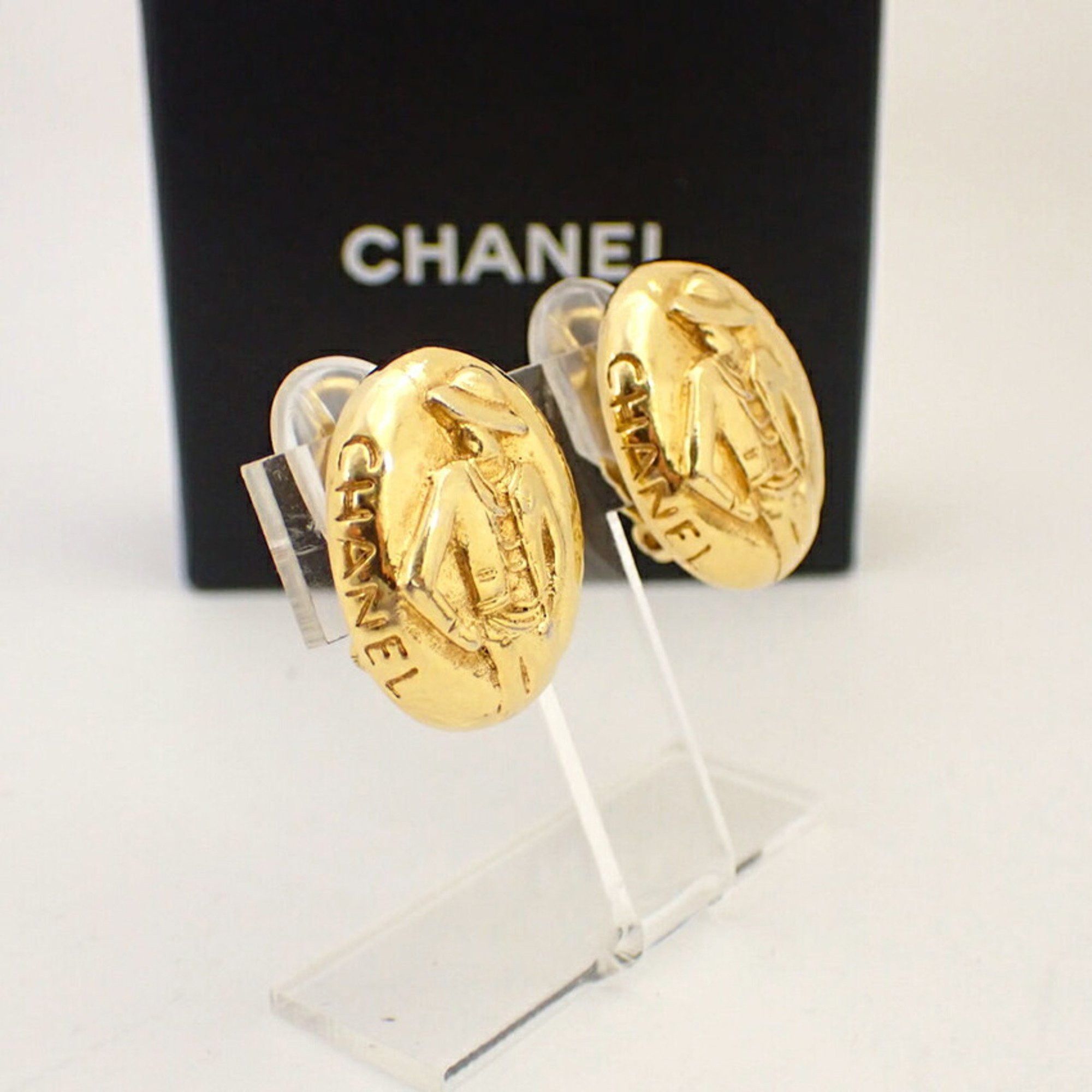 Chanel CHANEL Mademoiselle Gold-Plated Earrings j92-13 Size ONE SIZE - 4 Thumbnail
