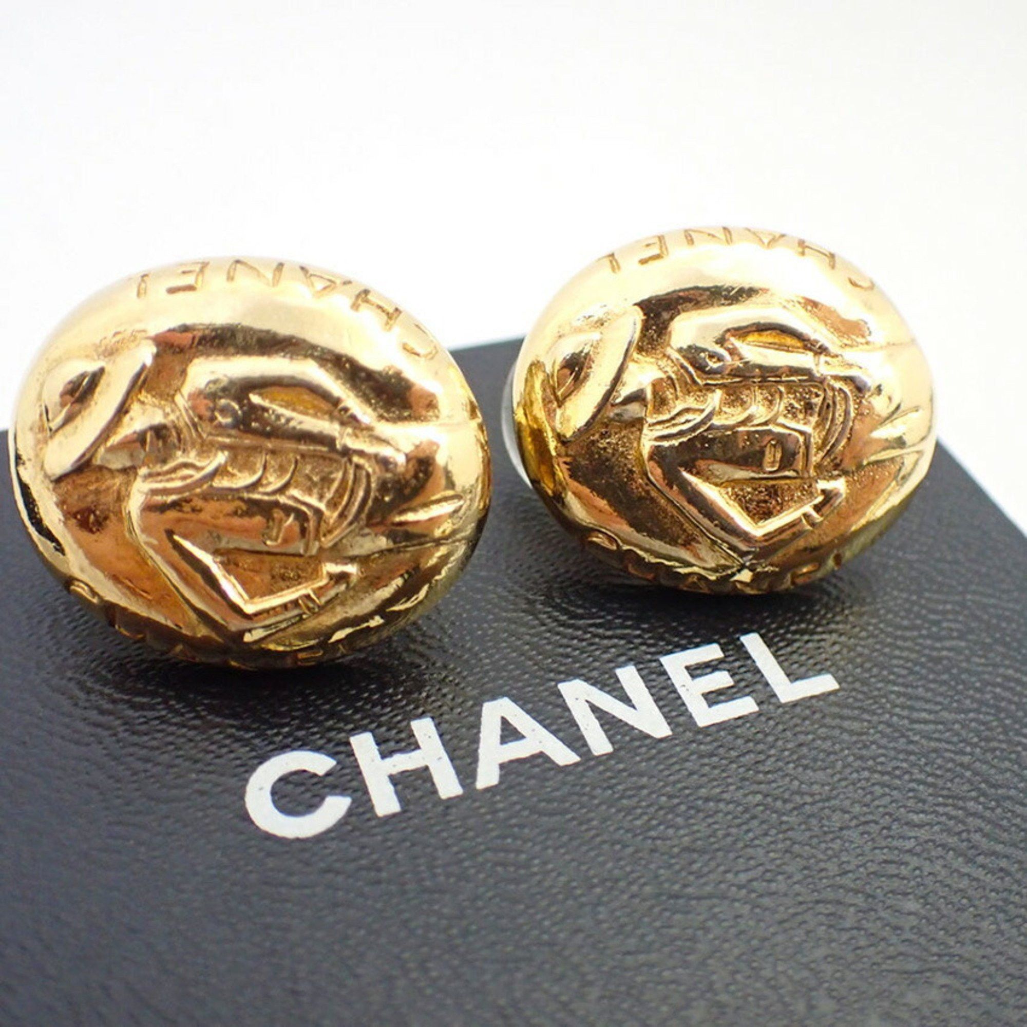 Chanel CHANEL Mademoiselle Gold-Plated Earrings j92-13 Size ONE SIZE - 9 Thumbnail
