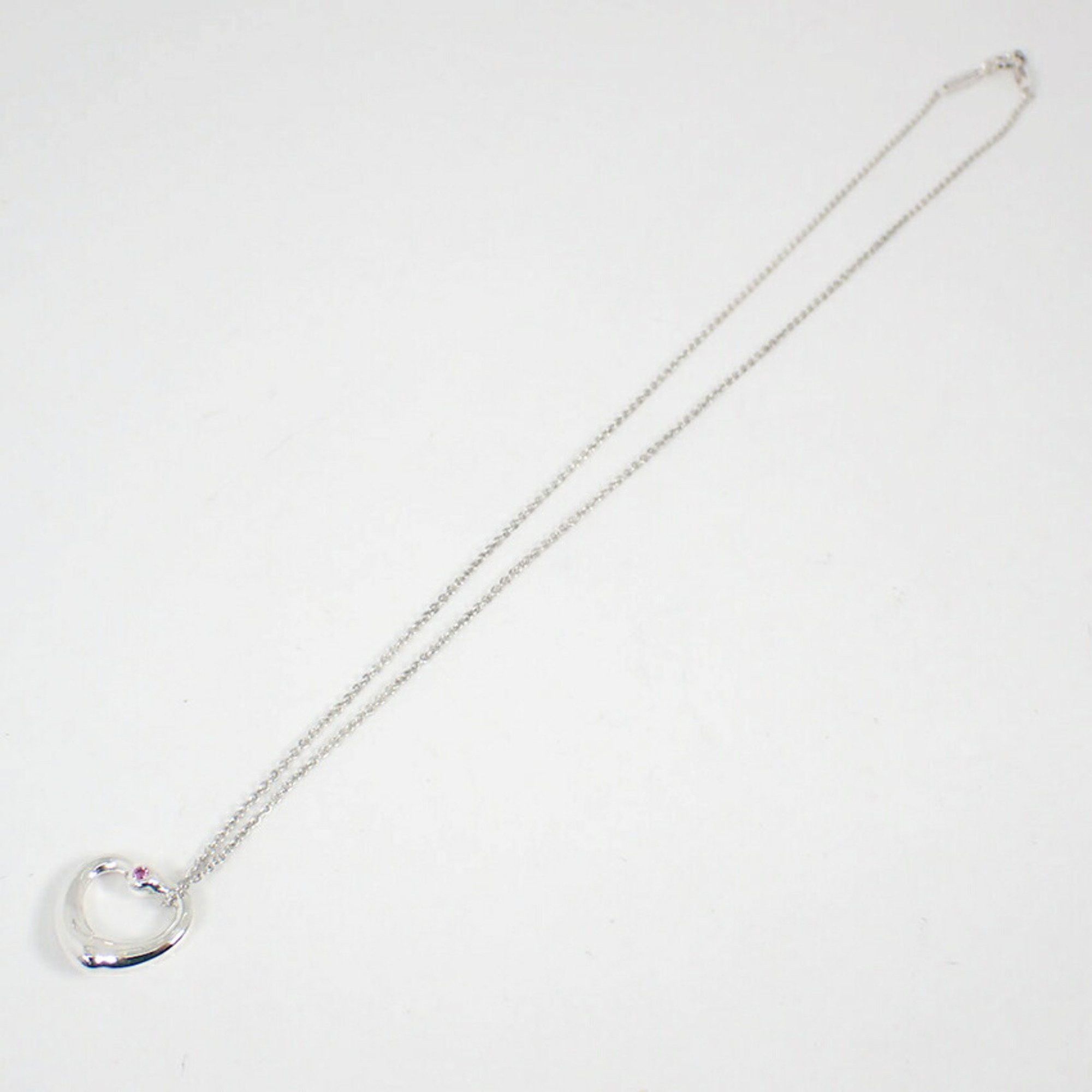 Tiffany & Co. TIFFANY 925 Pink Sapphire Heart Pendant Necklace j88-10 Size ONE SIZE - 6 Thumbnail