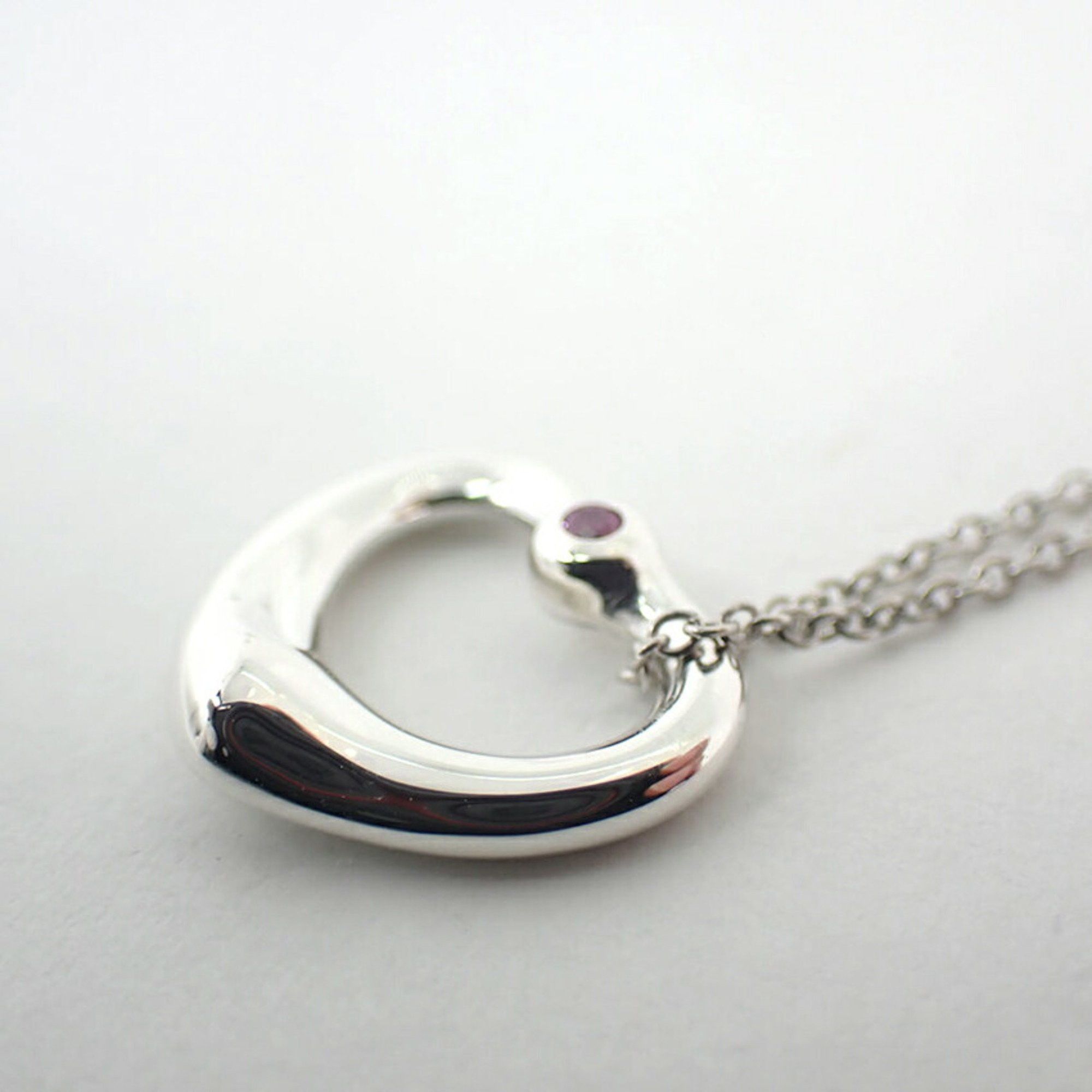 Tiffany & Co. TIFFANY 925 Pink Sapphire Heart Pendant Necklace j88-10 Size ONE SIZE - 8 Thumbnail