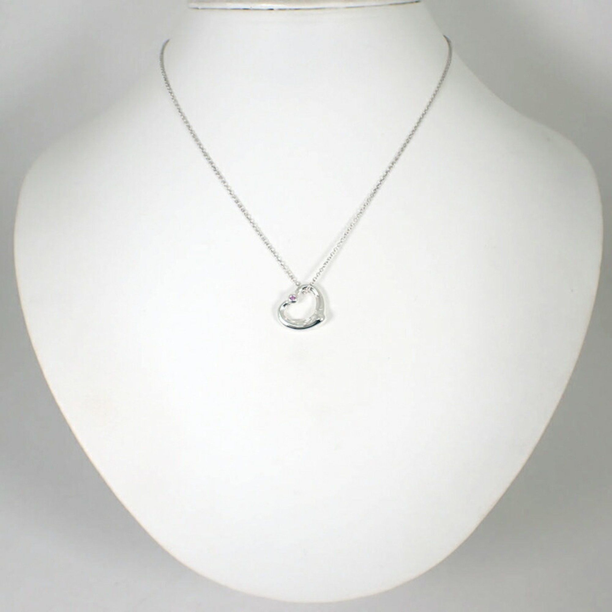 Tiffany & Co. TIFFANY 925 Pink Sapphire Heart Pendant Necklace j88-10 Size ONE SIZE - 3 Thumbnail