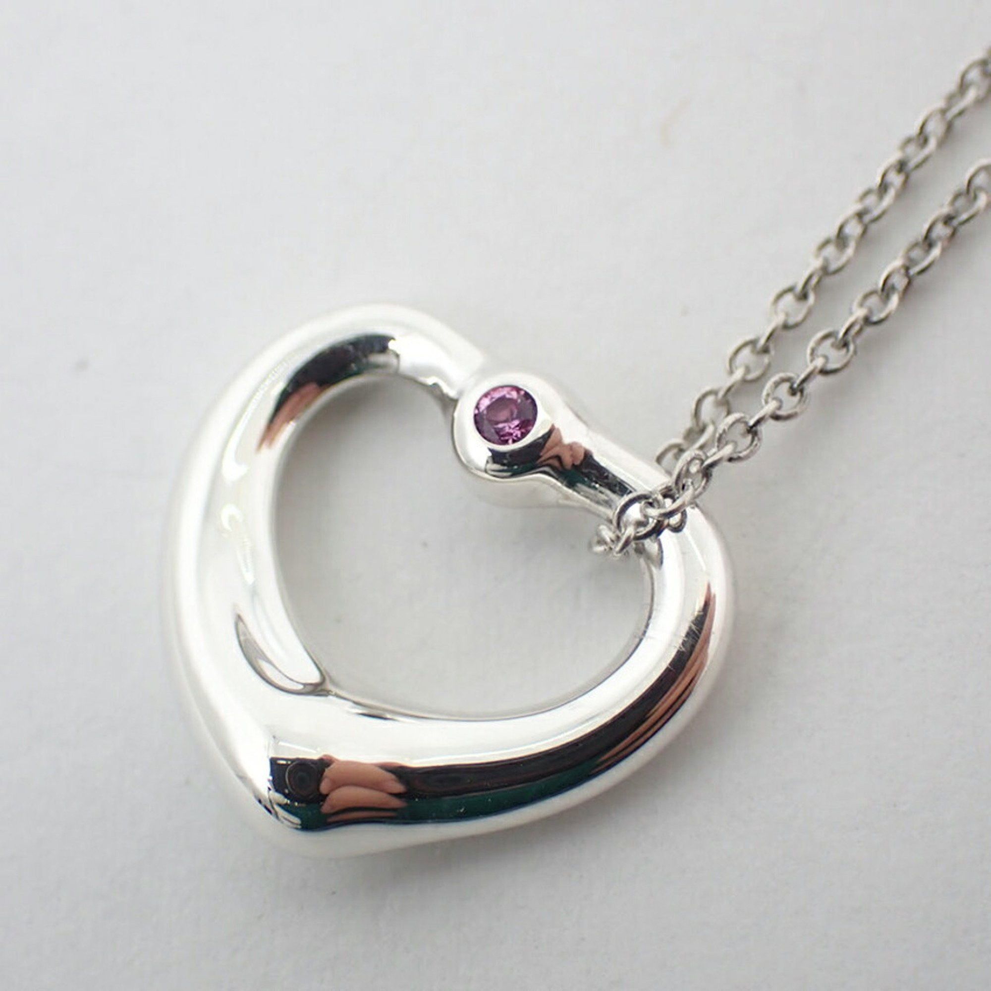 Tiffany & Co. TIFFANY 925 Pink Sapphire Heart Pendant Necklace j88-10 Size ONE SIZE - 7 Thumbnail