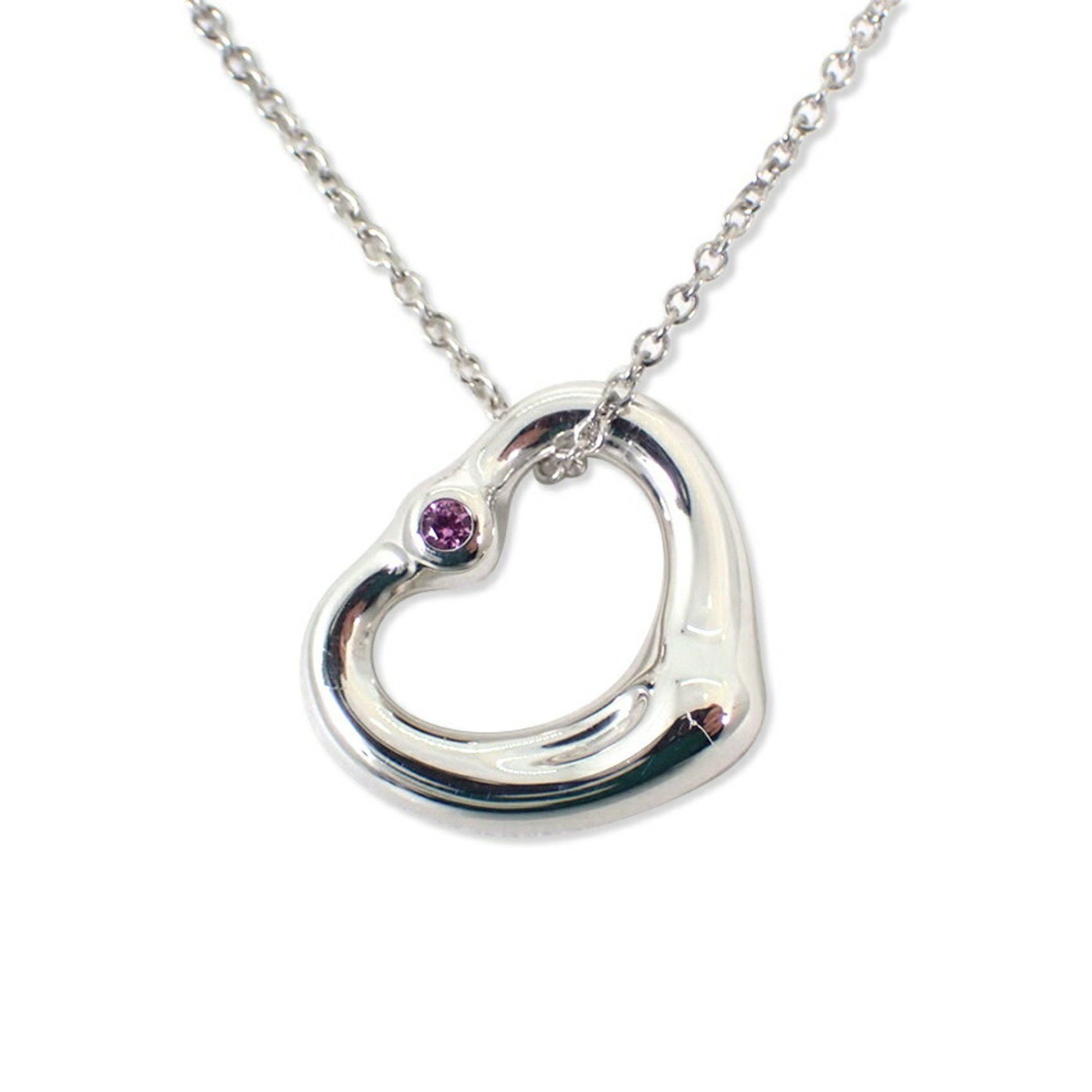 Tiffany & Co. TIFFANY 925 Pink Sapphire Heart Pendant Necklace j88-10 Size ONE SIZE - 2 Thumbnail
