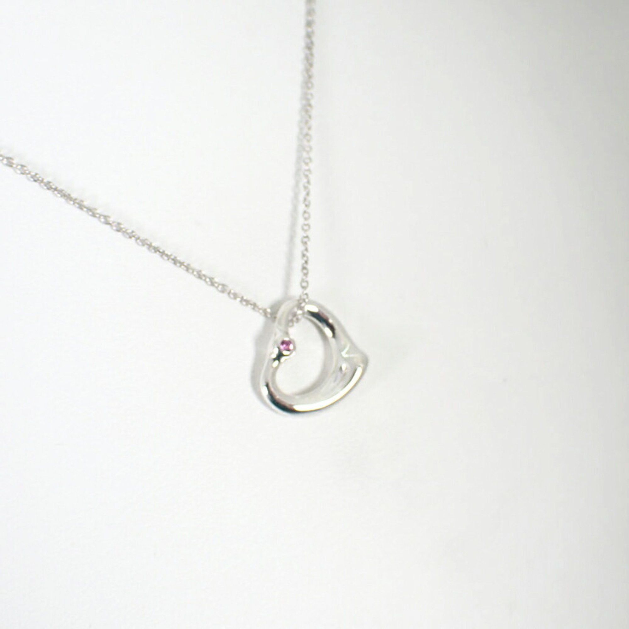 Tiffany & Co. TIFFANY 925 Pink Sapphire Heart Pendant Necklace j88-10 Size ONE SIZE - 4 Thumbnail