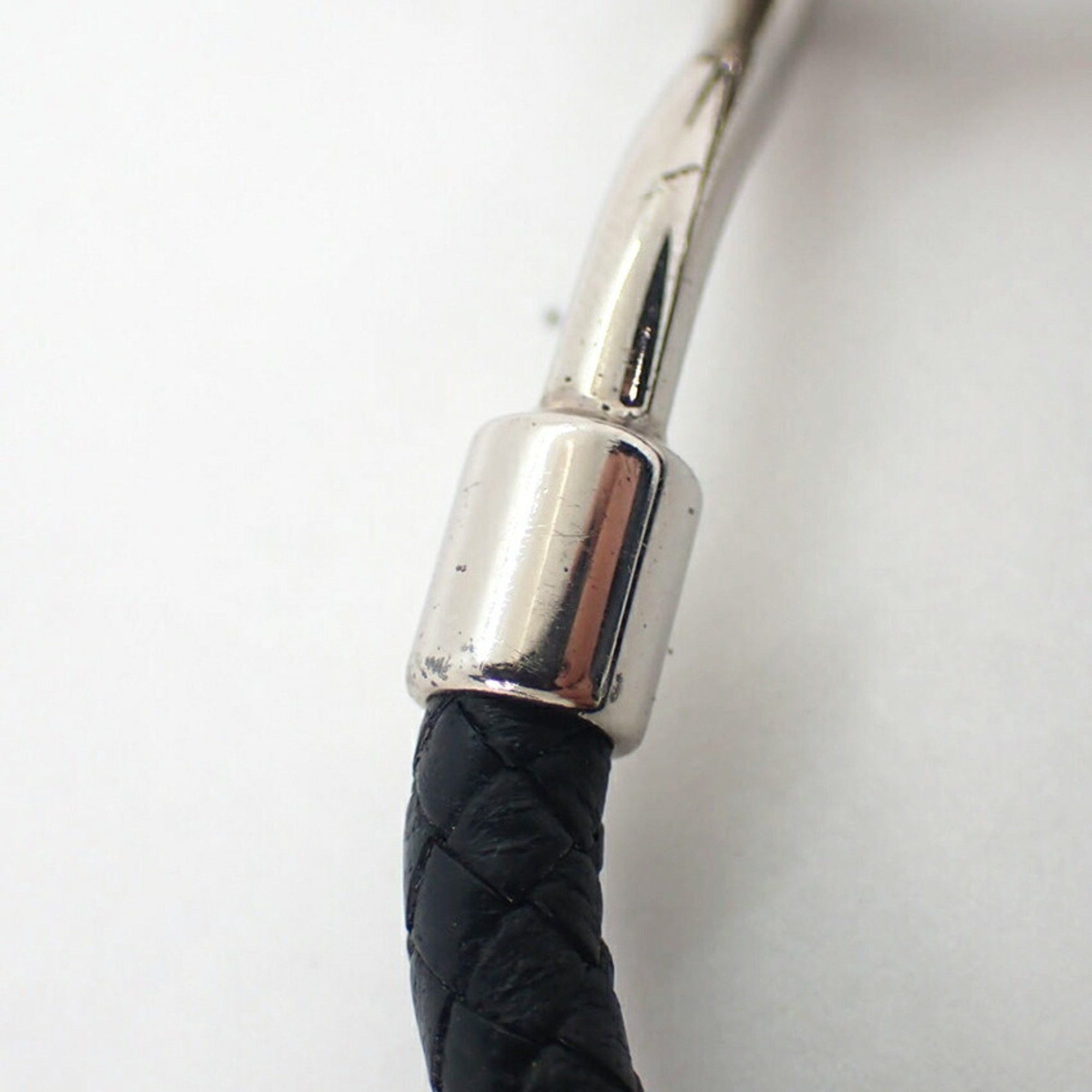 Hermes HERMES black leather mesh bracelet with silver hardware and hooks, j86-3 Size ONE SIZE - 7 Thumbnail