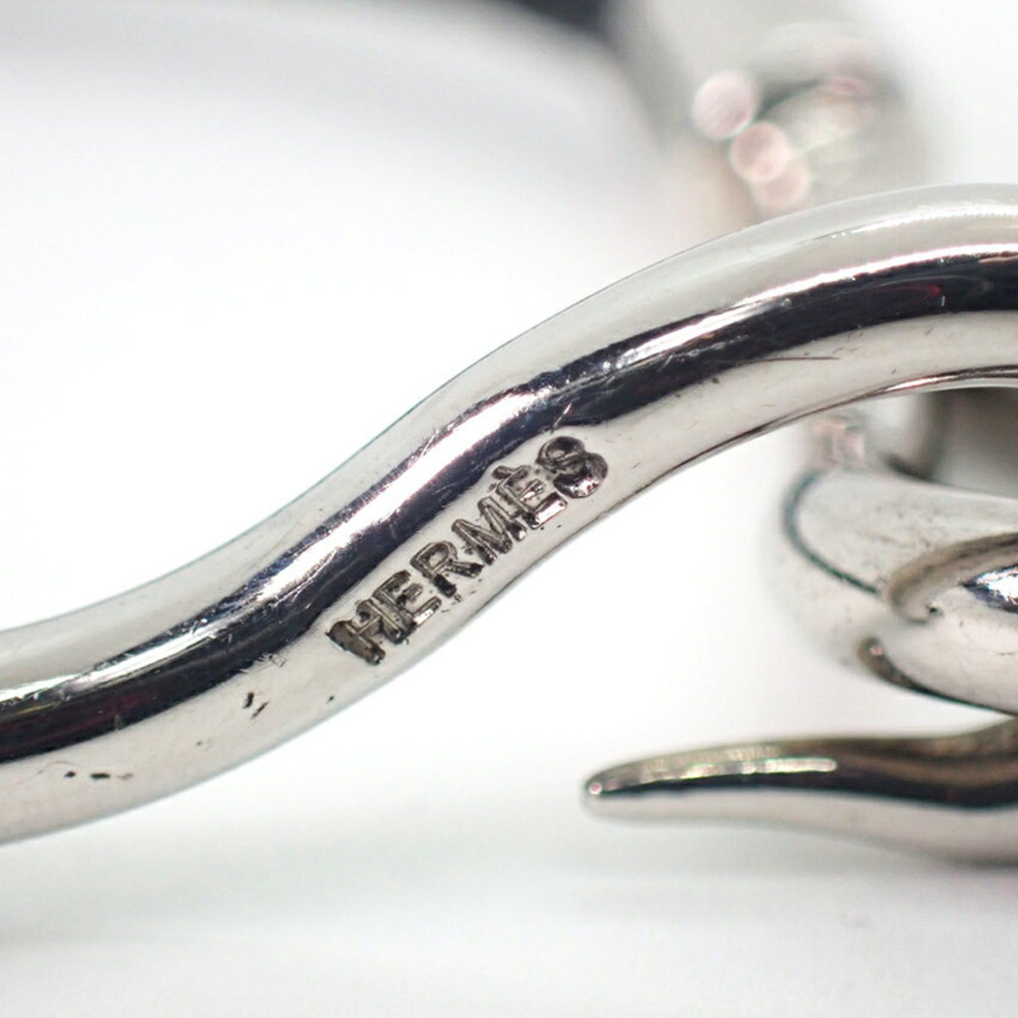 Hermes HERMES black leather mesh bracelet with silver hardware and hooks, j86-3 Size ONE SIZE - 8 Thumbnail