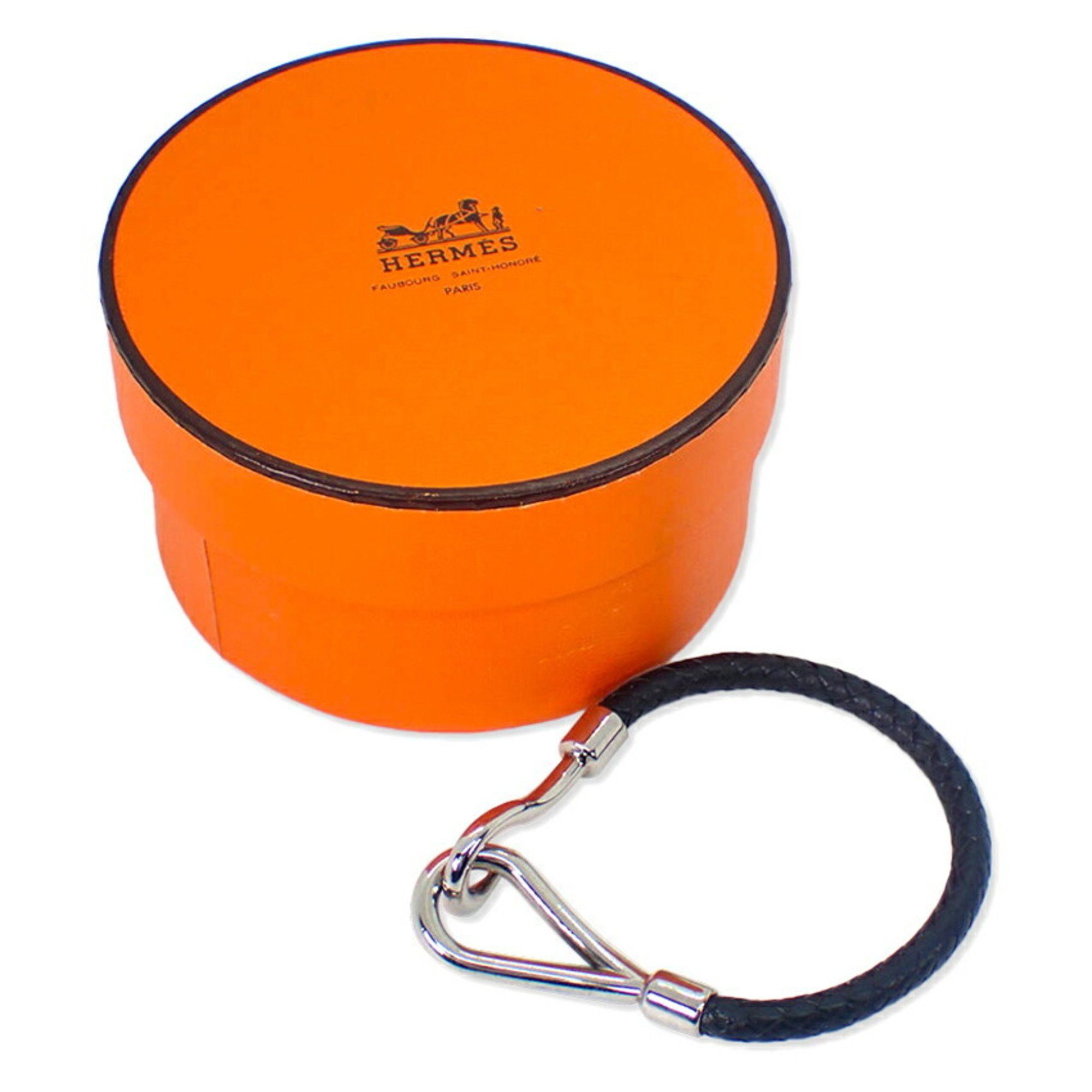 Hermes HERMES black leather mesh bracelet with silver hardware and hooks, j86-3 Size ONE SIZE - 2 Thumbnail