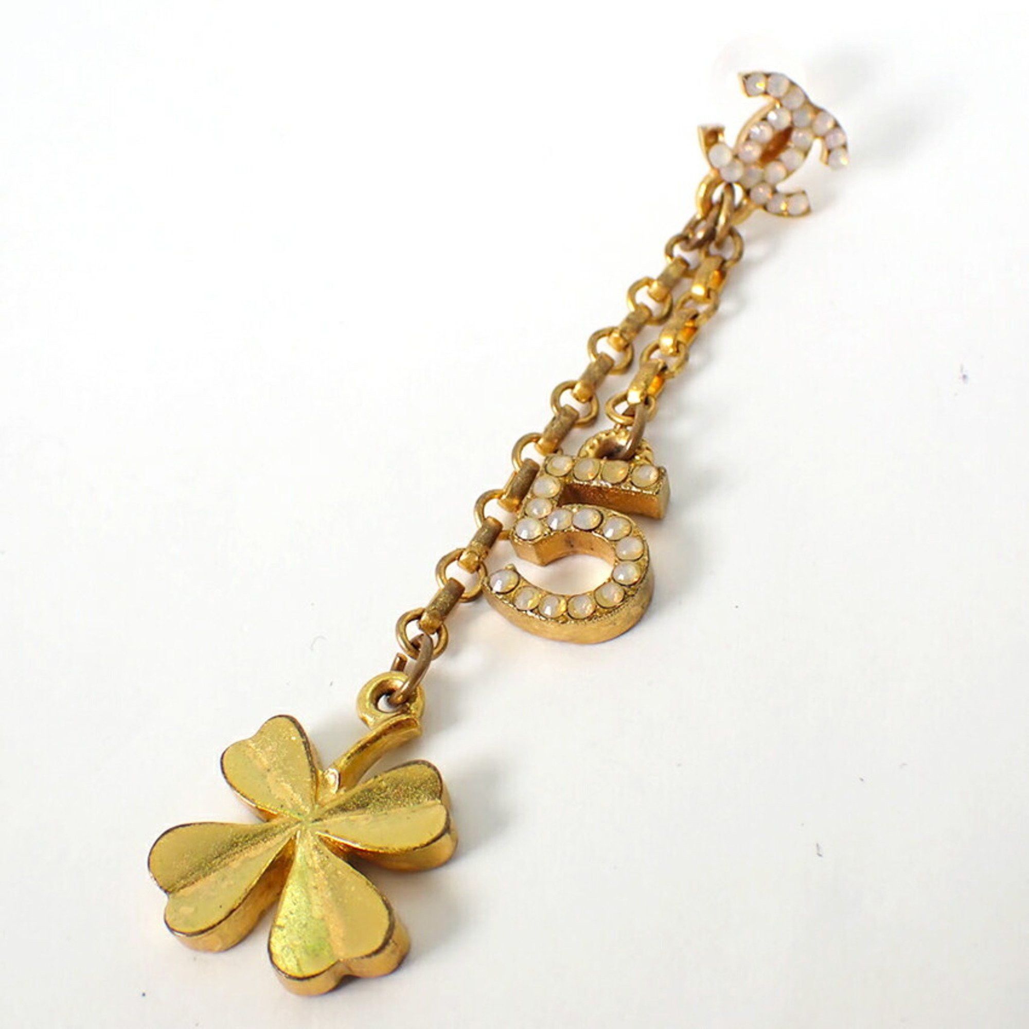 Chanel CHANEL Gold Coco Mark 5 Rhinestone Earrings (One Side) j83-5 Size ONE SIZE - 6 Thumbnail